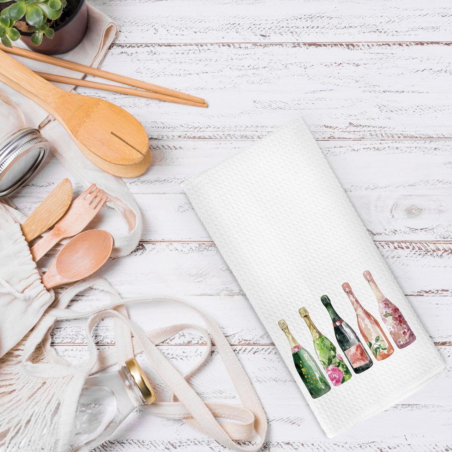 Champagne Wine Kitchen Dish Towels 16x24 Inch, Gifts for Wine Lovers Bartender, Coffee Bar Cart Decor, Champagne Accessories Decorative Hand Towel Tea Towels for Bathroom Cooking - Image 6