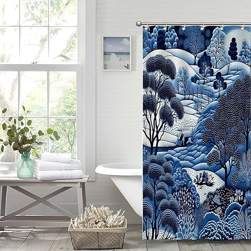 Miniatura 879 de Cortinas de ducha de baño con ganchos, 72 x 92 pulgadas, cortina de ducha de tela impermeable con diseño de flores y pájaros, cortina de ducha