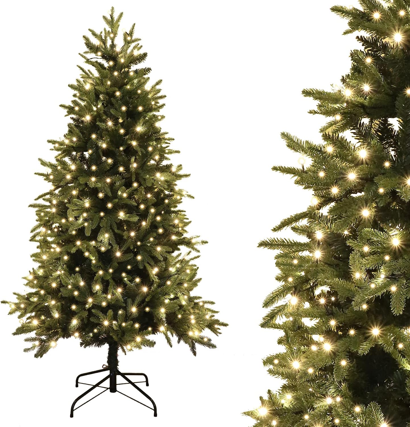 ANSIO Realistic Christmas Tree Artificial 7 Ft 400 Warm White LED Pre