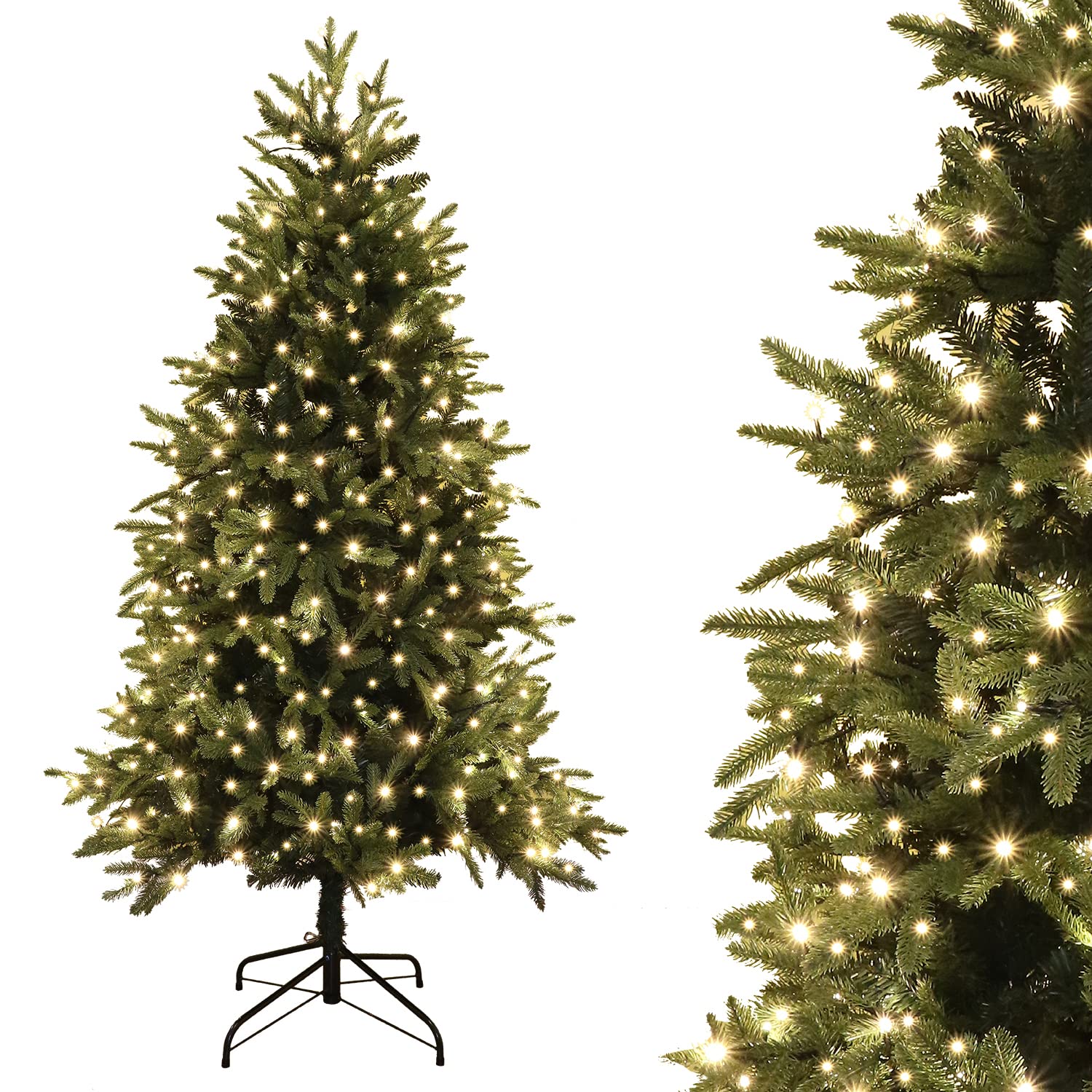 Buy ANSIO Realistic Christmas Tree Artificial 6 Ft 300 Warm White LED