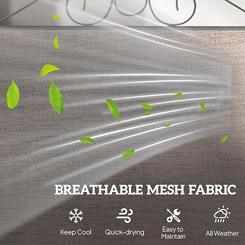 Miniatura 4 de Outsunny Sillas deslizadoras para exteriores con mesa de café, mecedora de 2 asientos para patio con eslinga transpirable para patio trasero, jardín