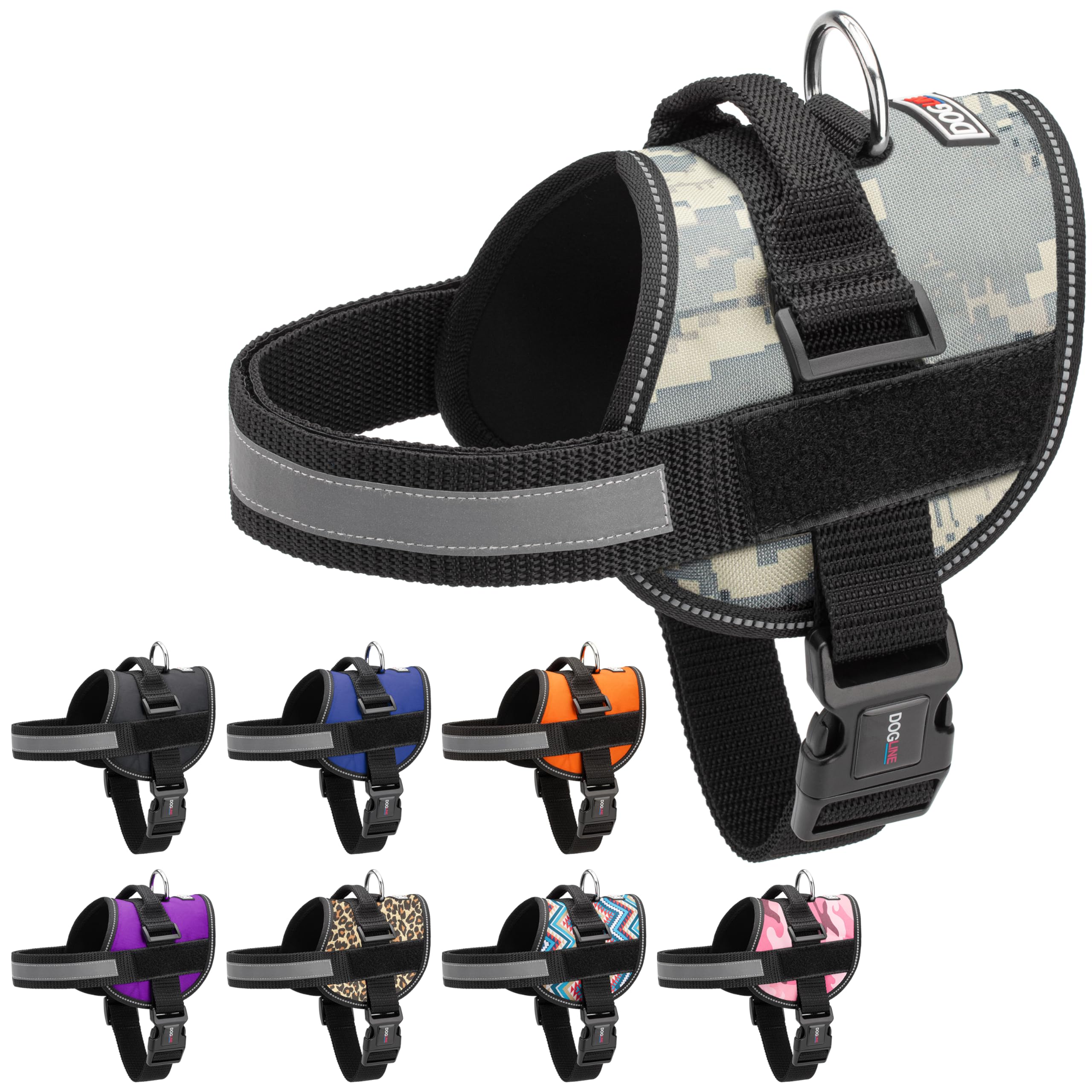 Dogline Dog Harness, Reflective No-Pull Adjustable Vest with Handle for Walking, Training, Breathable, No - Choke Harness for Small, Medium or Large
