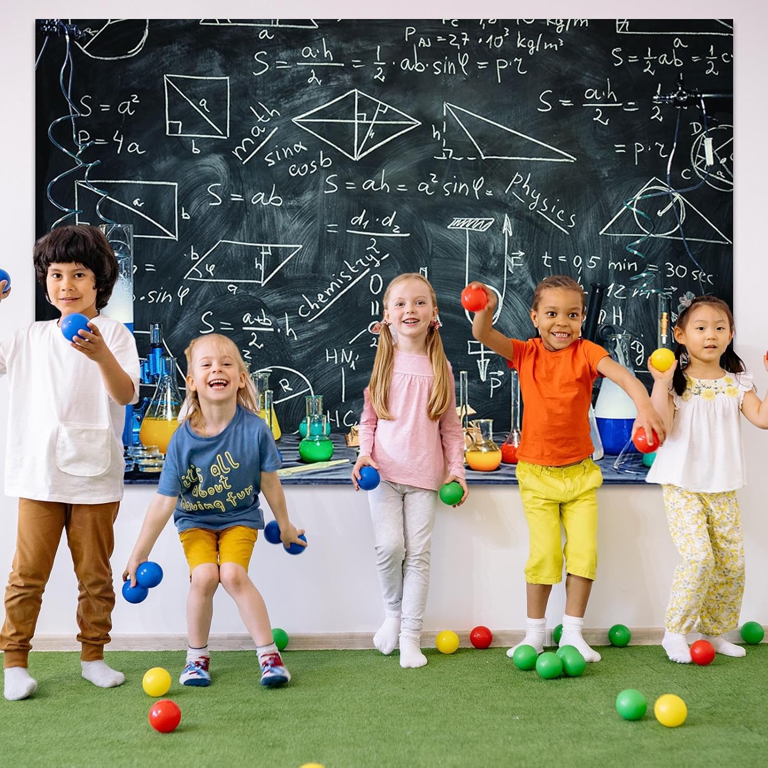 Avezano Science Lab Backdrop Chemistry Classroom Back to School Backdrop Laboratory Photography Background Online Coures Chemical Experiments School Banner Blackboard for Newborn Birthday, 7x5ft