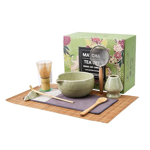 9-Piece Ceramic Matcha Set with Spouted Bowl