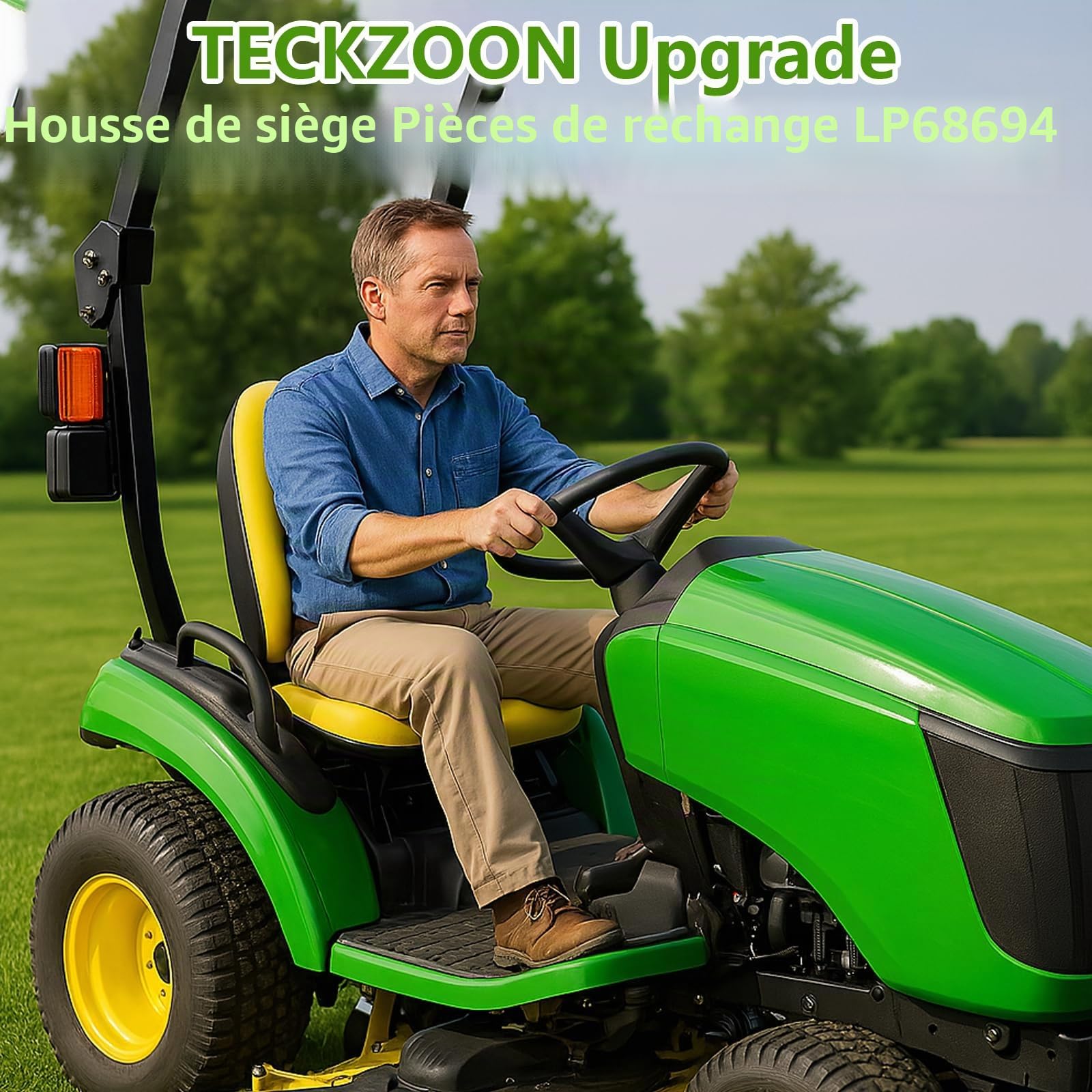Housse de siège pour Tondeuse autoportée, Tissu Oxford 300D, Housse de siège LP68694 Compatible John Deere Tracteur & Gator 1025R 2025R, sièges résistants aux intempéries Jusqu’à 45 × 12 cm