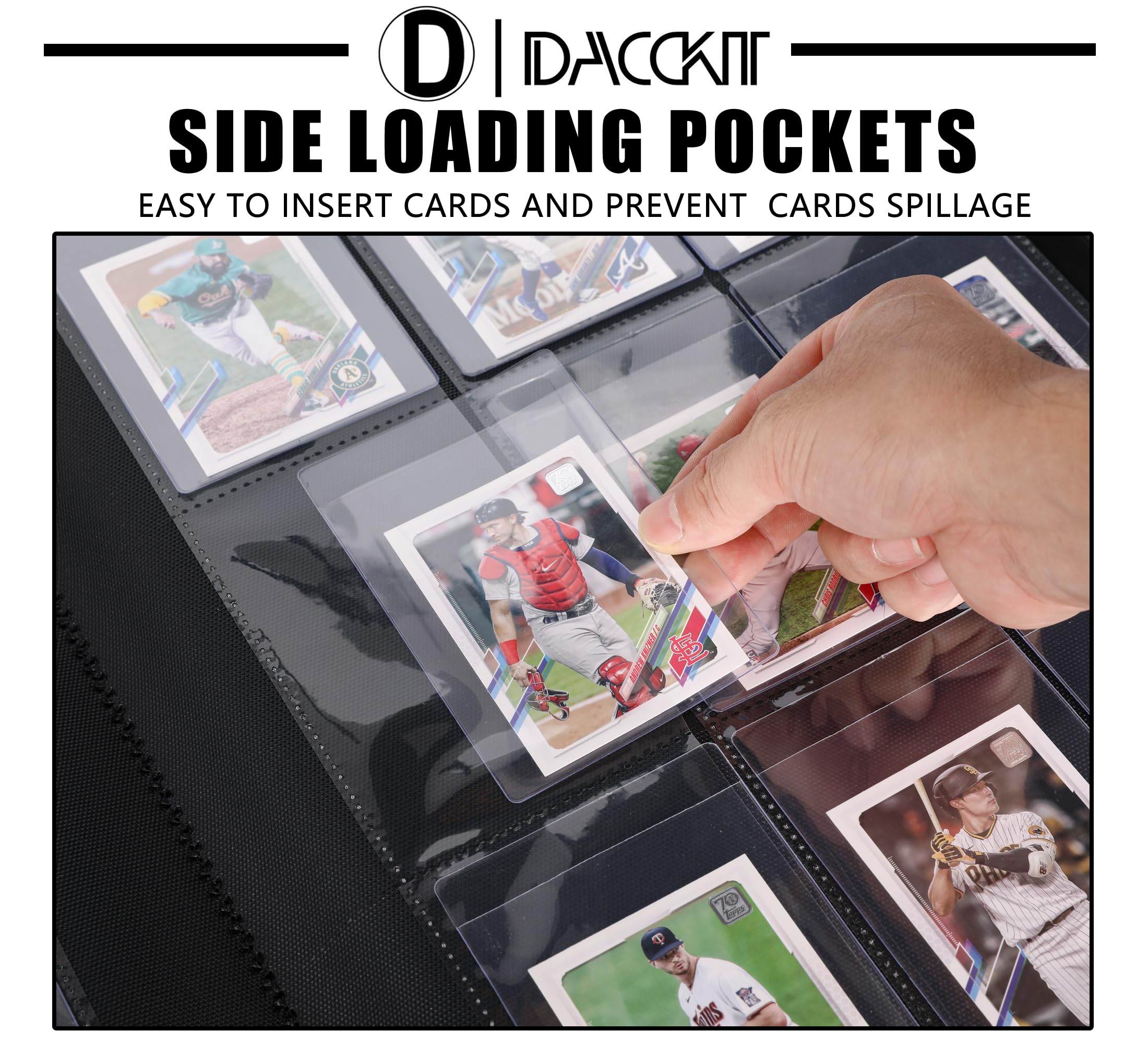 D DACCKIT Semi Rigid Card Holders Binder - Fits 540 Cards, Premium Ringless 9 Pocket Card Binder Compatible for Sports & Trading Cards - Image 4