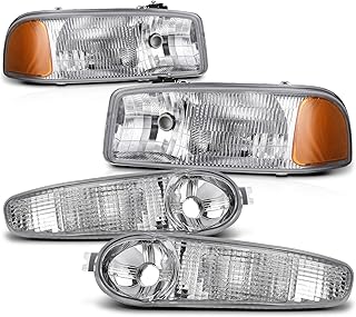 M-AUTO 4PC OE Style Left&Right Headlights Assembly Compatible with 2001 GMC Sierra C3 / 02-06 Sierra 1500 Denali / 07 Sierra 1500 Denali Classic / 01-06 Yukon Denali, Yukon Xl 1500 Denali
