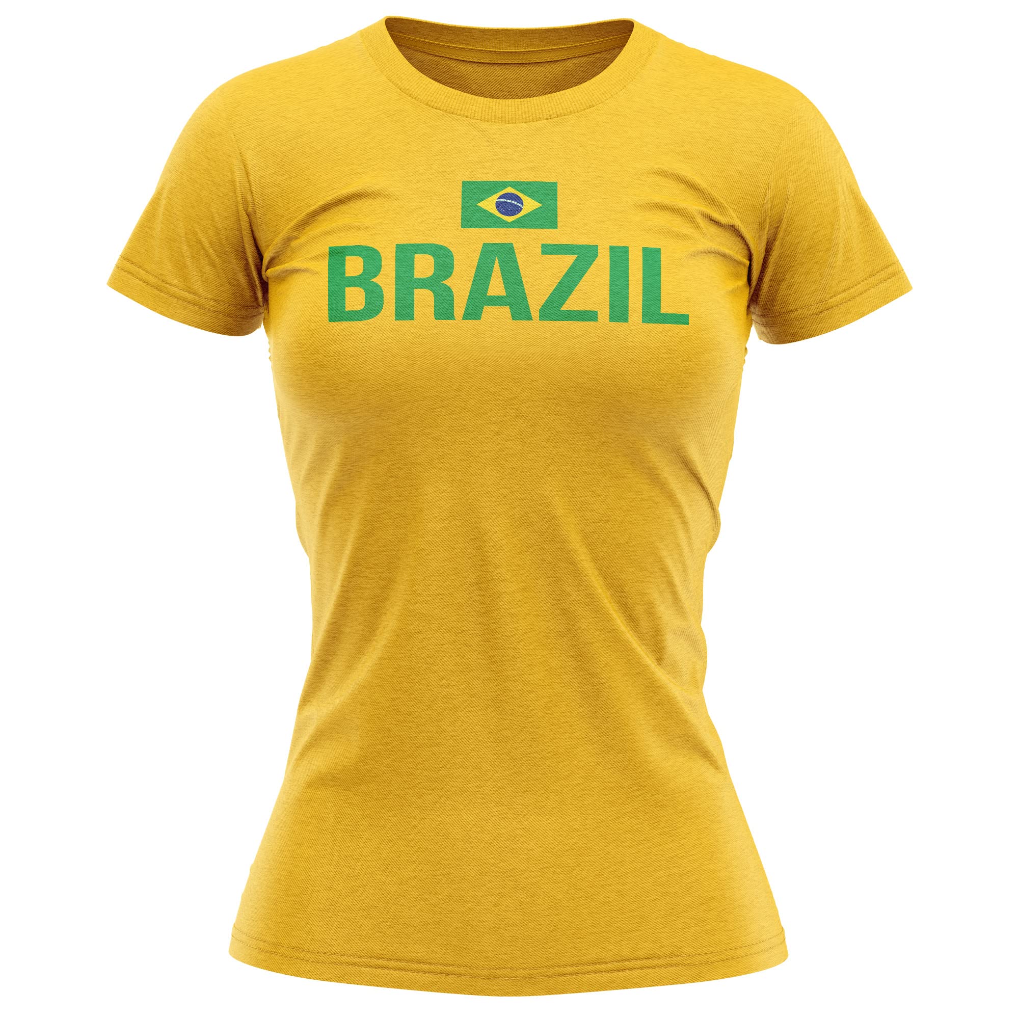 Brazil Flag Womens T Shirt, Brazilian Football Supporters, Brazil Fans Gift idea for Her, Brazil Country Flag Top, Yellow Football Tee
