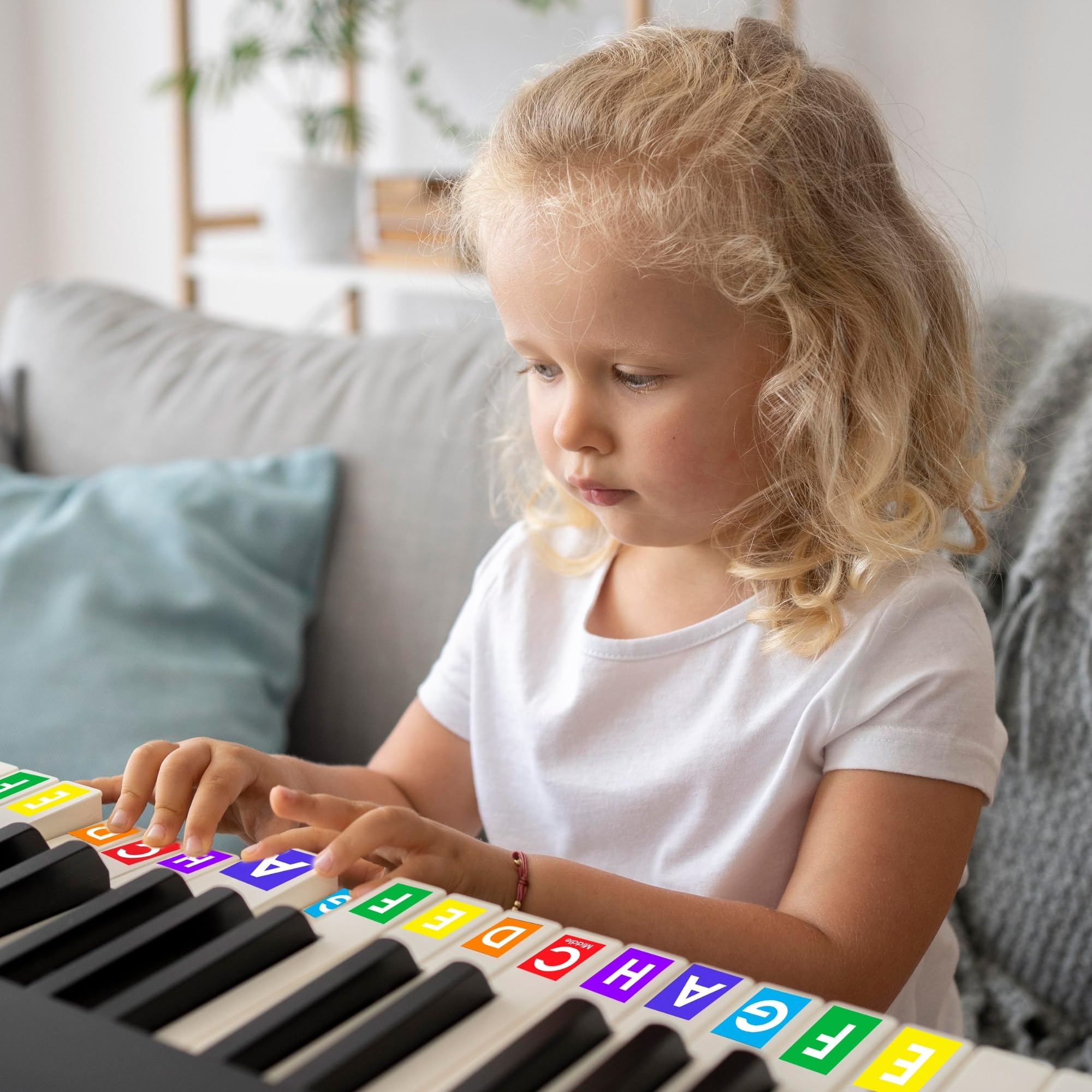 QMG Rainbow Coloured Piano and Keyboard Stickers and Children Piano Learning Book Easy to Follow Instructions and Easy Piano Notes for Children Beginners Piano Book for Children - Image 3