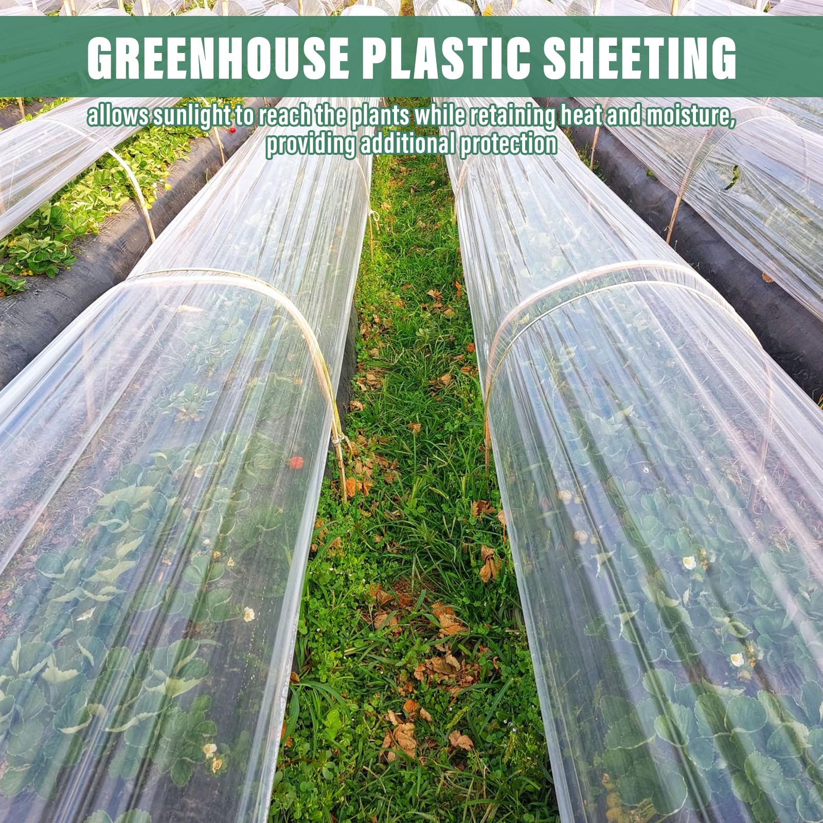 Legigo Cubiertas de plástico transparente para plantas de 8 x 25 pies, protección contra la congelación, lámina de plástico para invernadero de invierno de 6 mm, para heladas, agua, sol, viento,