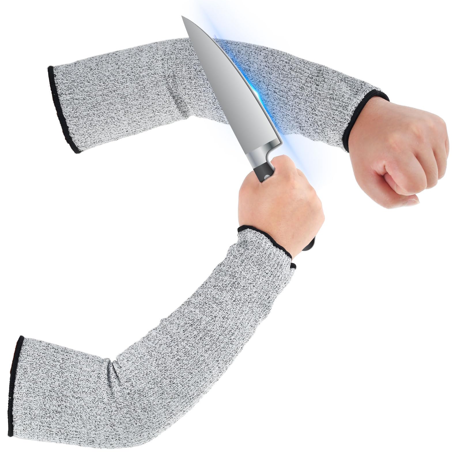 Nihuifdpy Unisex 45Cm-No Thumb Hole 2Pcs Cut Resistant Safety Arm Sleeves, Level 5 Arm Protection Sleeves, Anti Cut Guard Bracers Protector Forearm Wrist Arm Protector Work Sleeve For Garden Kitchen Work (45Cm-No Thumb Hole)