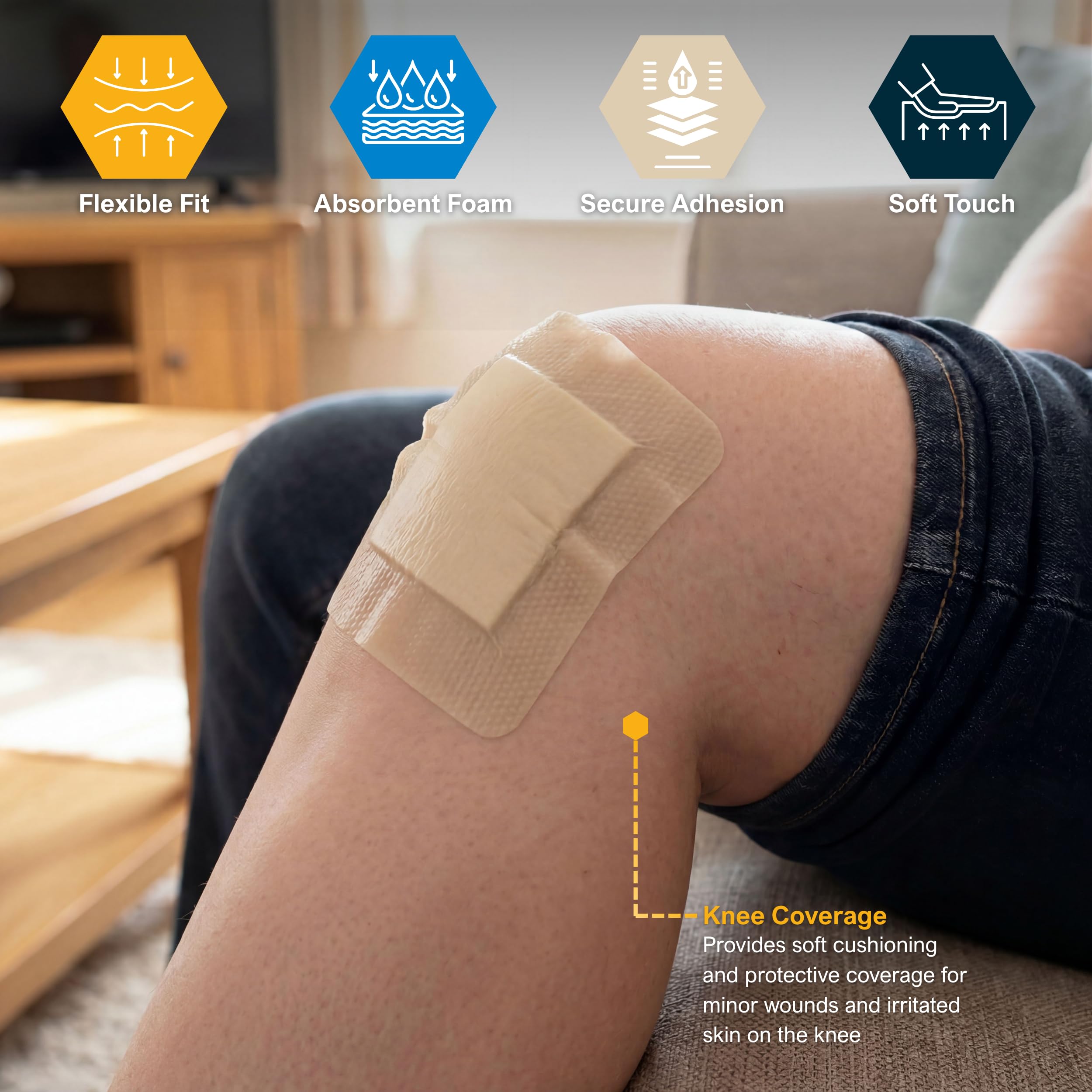 MED PRIDE Silicone Bordered Foam Wound Dressing 4x5 in,Sterile,10-Pack : Health & Household