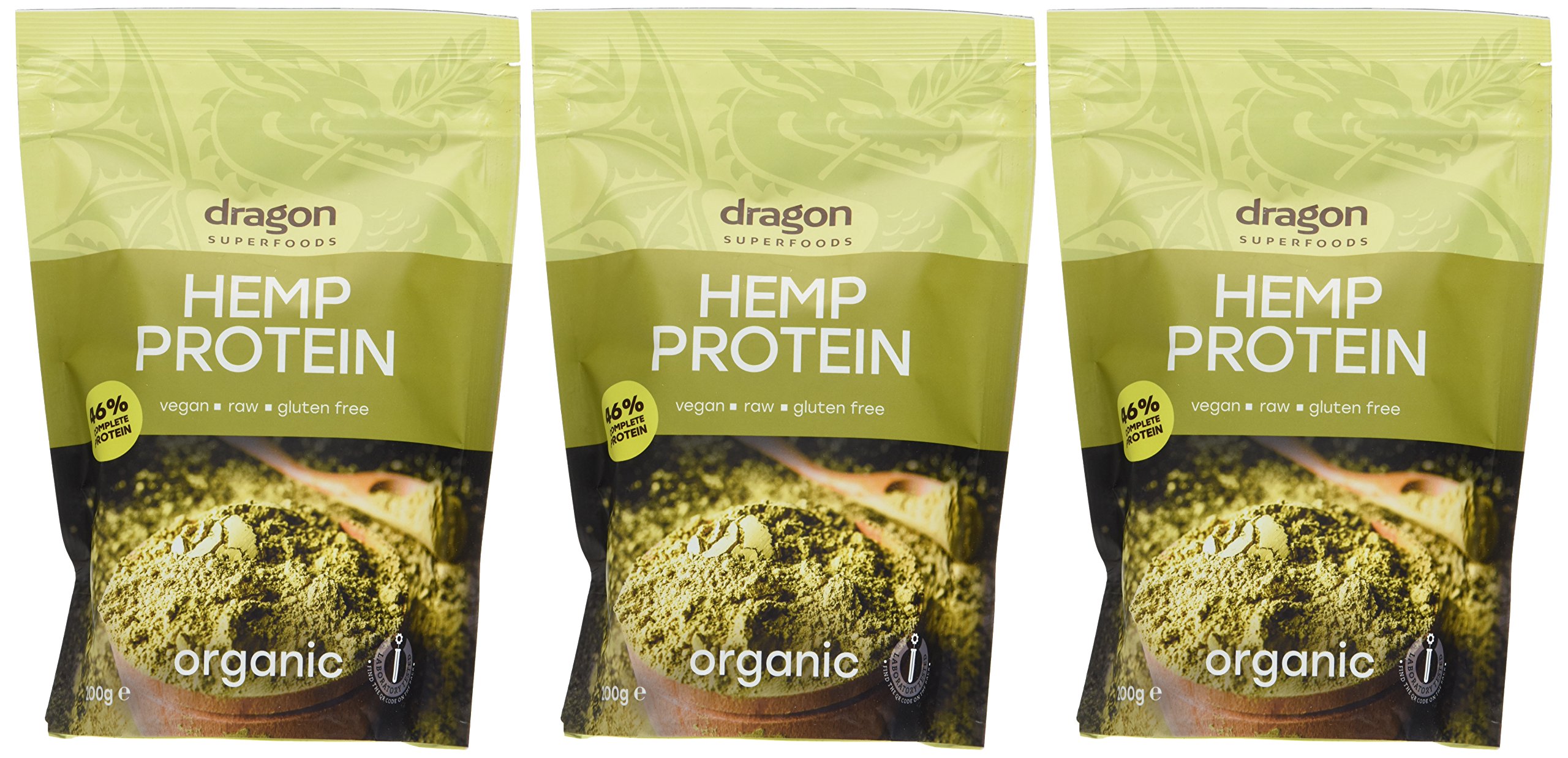 Dragon Superfoods Bio Hanf Protein 50 Prozent Protein (3 x 200 g)