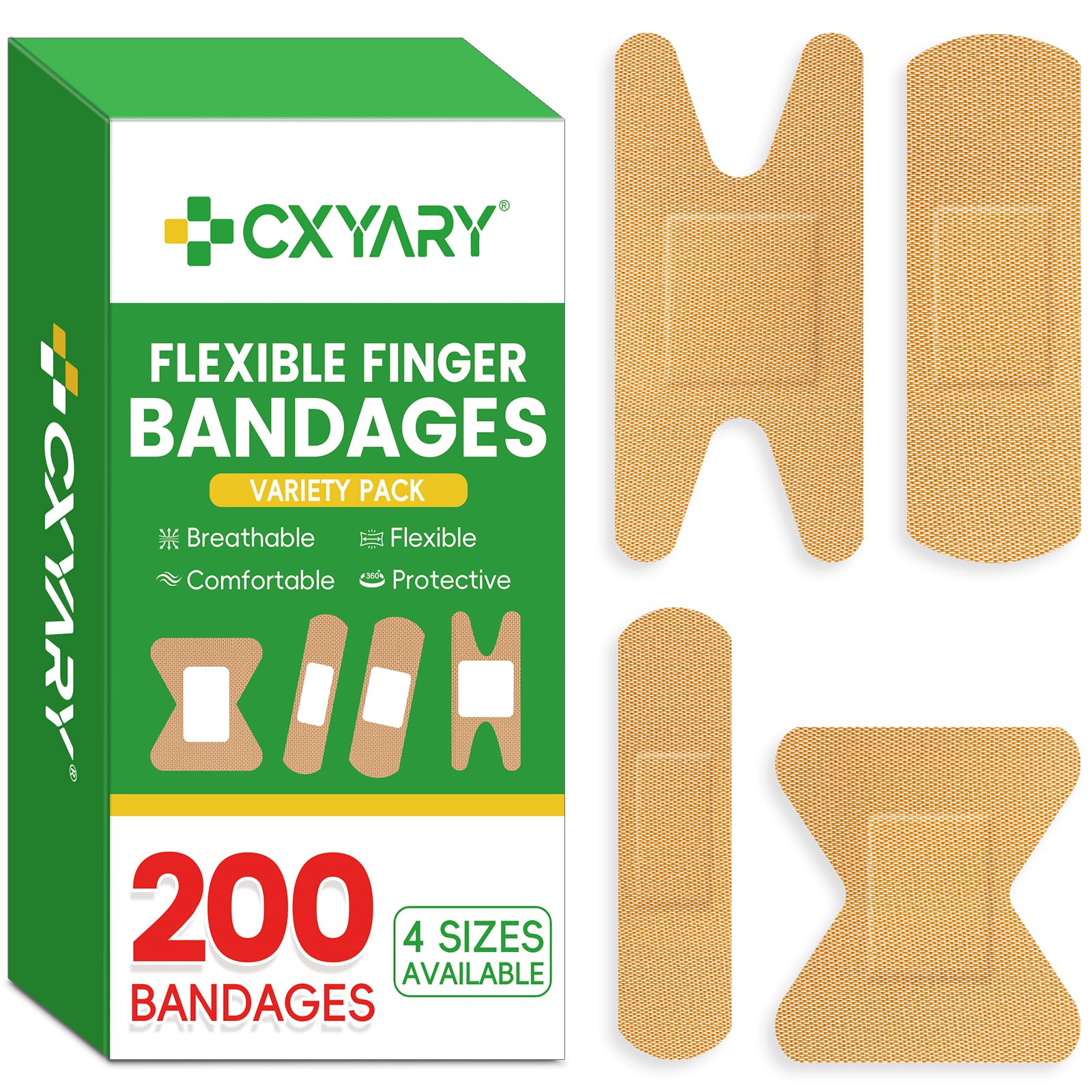 Flexible Fabric Bandages Variety Pack 200 Pieces