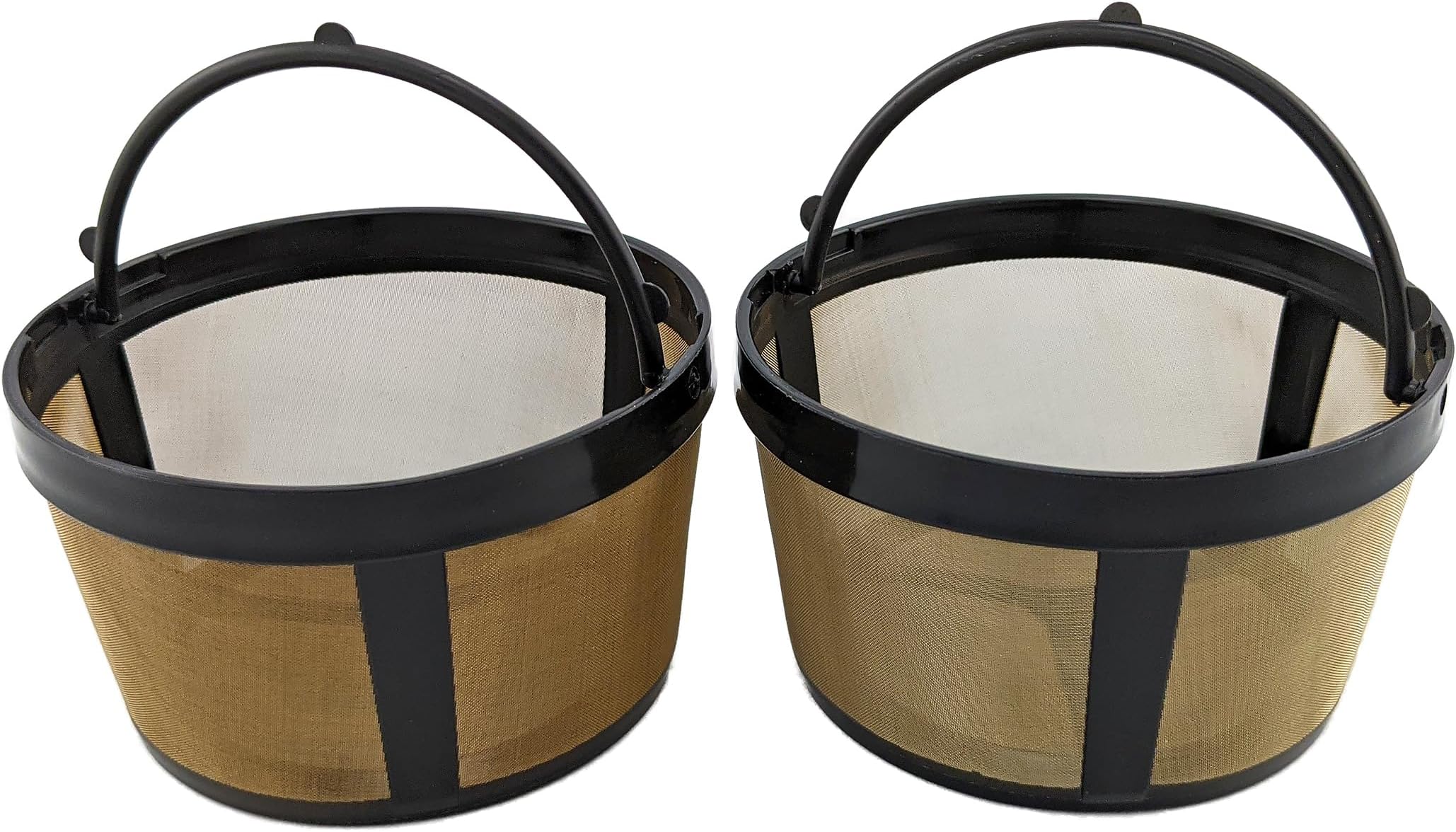 NRP 5 cup Screen Basket Permanent Coffee Filter for Mini Coffeemakers, Universal fit Mr Coffee, Krups, Hamilton, B&D and More | 2-pack Gold-tone Steel Mesh