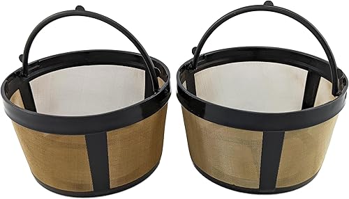 NRP - Paquete de 2 filtros de café permanentes de 5 tazas en tono dorado compatible con cafetera Krups, también se adapta a Mr Coffee, Hamilton, B&D