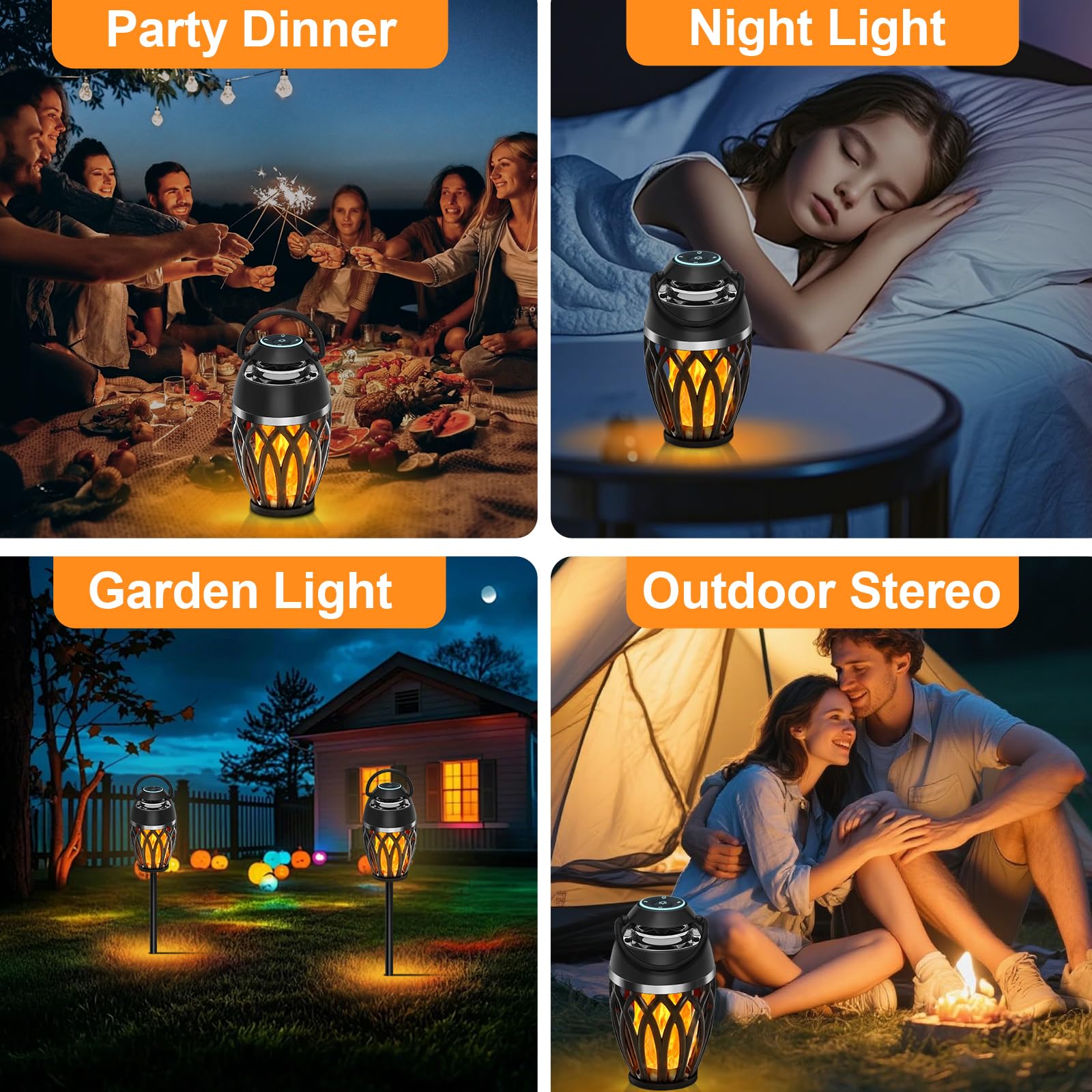 Altoparlanti da esterno con luci colorate, regalo da uomo per compleanno, altoparlante Bluetooth portatile, suono stereo HD, altoparlante per atmosfera torcia impermeabile per patio, piscina