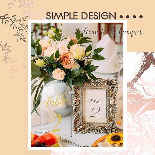 Miniatura 6 de Vicenpal 30 juegos de letreros acrílicos de arco impresos en oro de 1 a 30 letreros de mesa con soportes de caligrafía, soporte de exhibición de