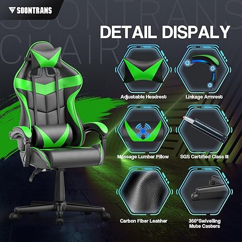 Miniatura 4 de Silla para juegos de PC, silla de carreras, silla de computadora, silla para deportes electrónicos, silla de oficina ergonómica con reposapiés