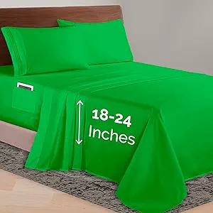 Elegant Comfort Luxurious 1500 Premium Hotel Quality Microfiber 4-Piece Sheet Set, 18-24 Inches Deep - Extra Deep Pocket Sheets - Ultra Soft 4PC Deep Pocket Sheets, Twin/Twin XL, Emerald Green