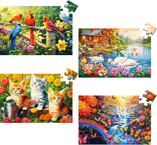 4 Packs 24 Large Piece Puzzle for Seniors - Dementia Puzzles for Elderly Adults,Alzheimers Puzzles Memory Cognitive Games for Elderly Seniors with 4