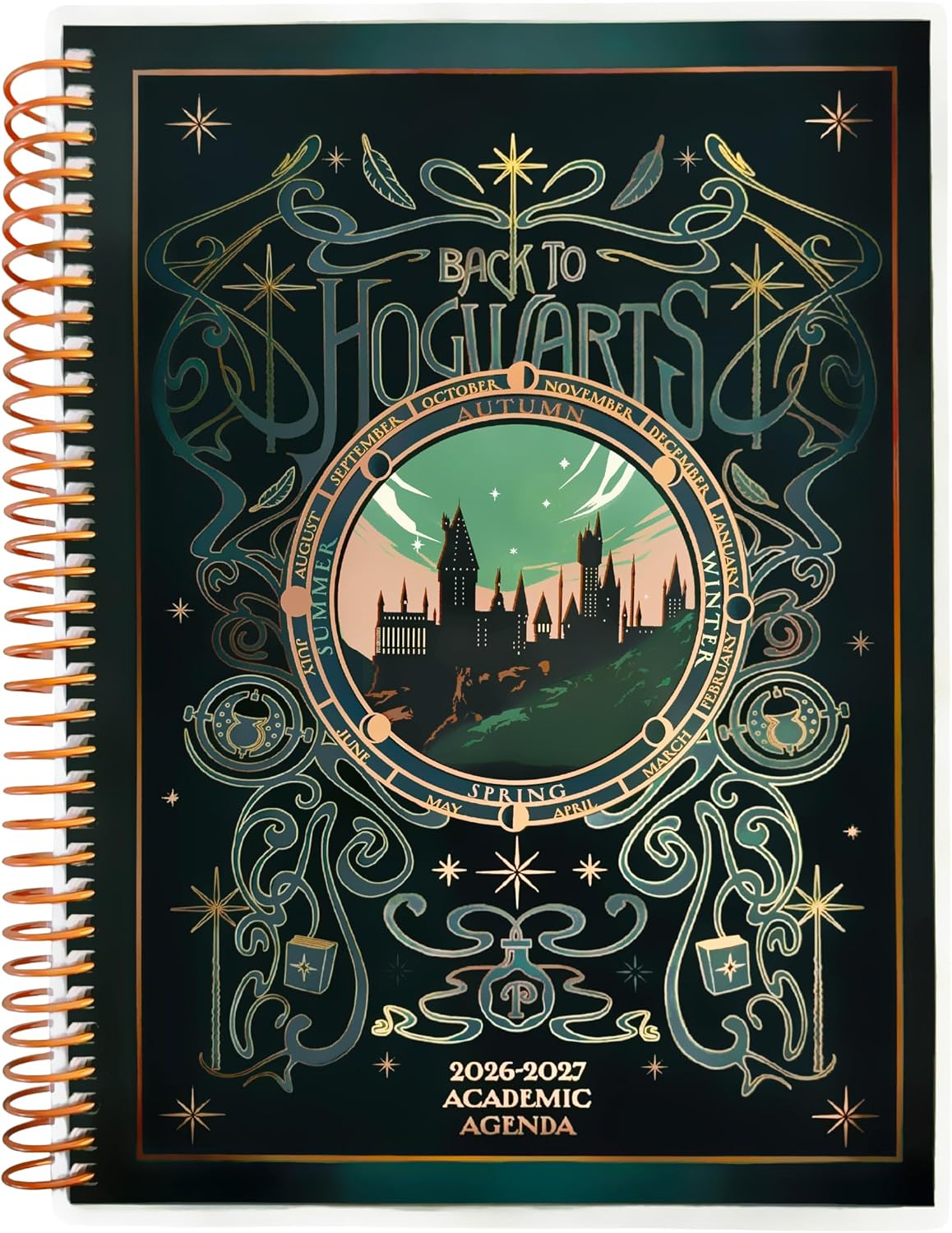 ConQuest Journals Harry Potter 2026-2027 Hogwarts Academic Agenda, July - June, 8.5'' x 6.5'', Spiral-Bound, Weekly/Monthly Calendar Planner Pages, Sticker Sheets, School Supplies, Officially Licensed