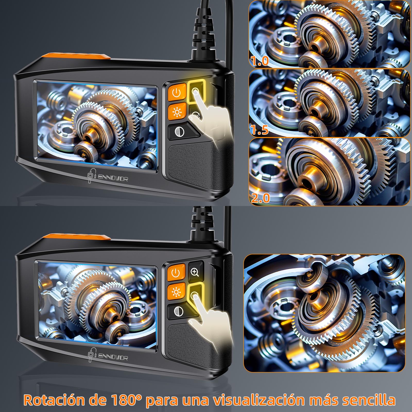 Cámara Endoscópica con Pantalla IPS 4.3" 1920P HD, Endoscopio Camara de Inspeccion Impermeable IP67 con 8 Luces LED Cable Semi-Rígido 10M, Camara Inspeccion para Tuberías, Automóviles, Hogar