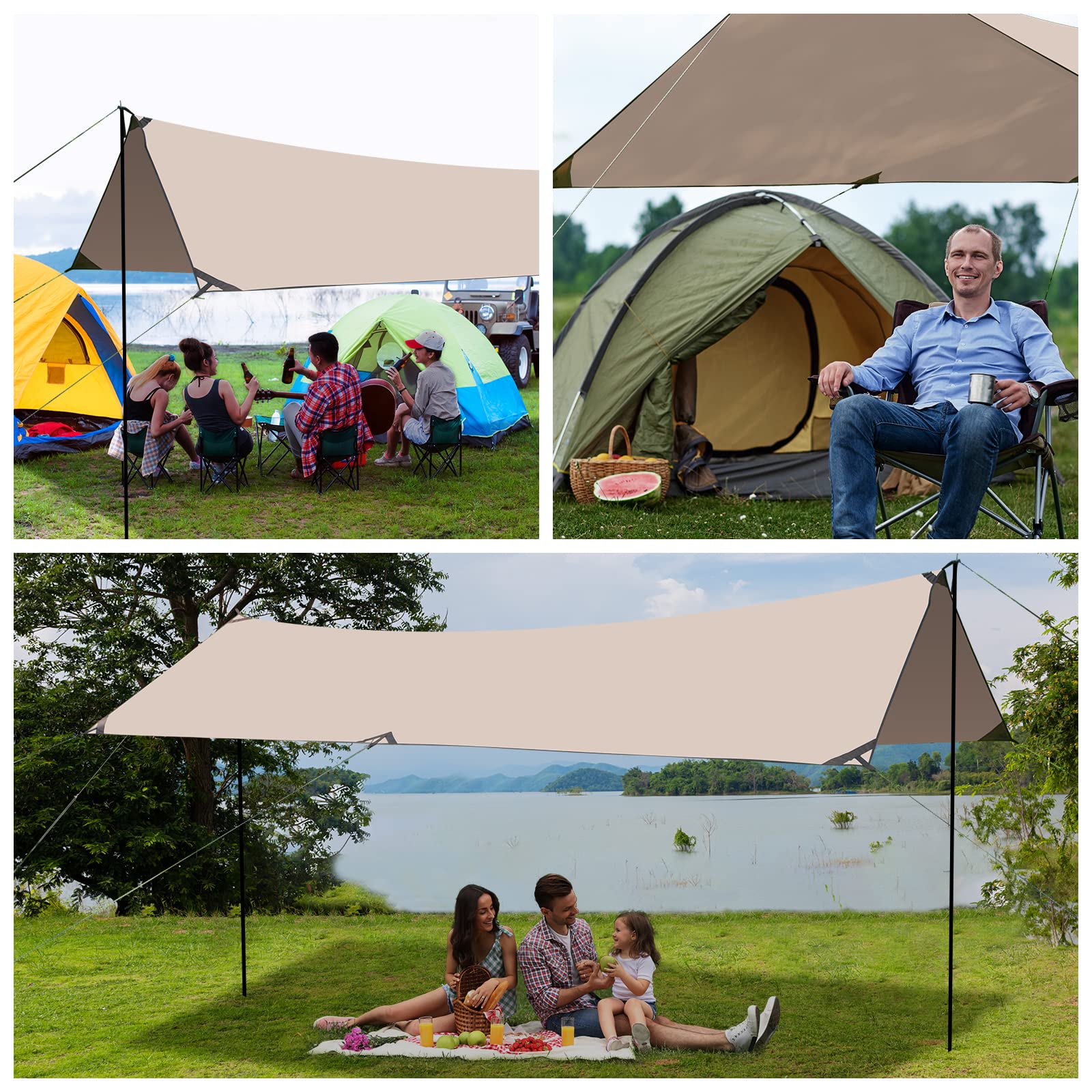 タープ キャンプ ピクニック 300cm×400cm 4〜8人用 UV加工済 - 通販