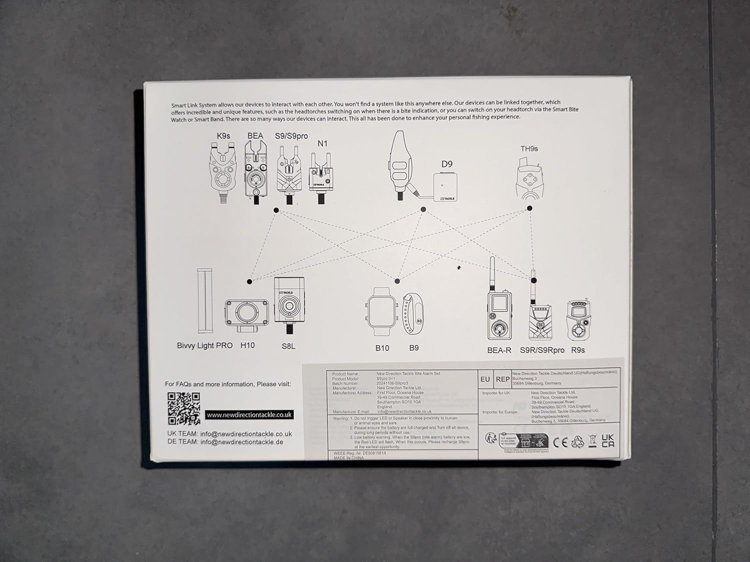 Fishing rods with S9pro alarms showing green nightlight
