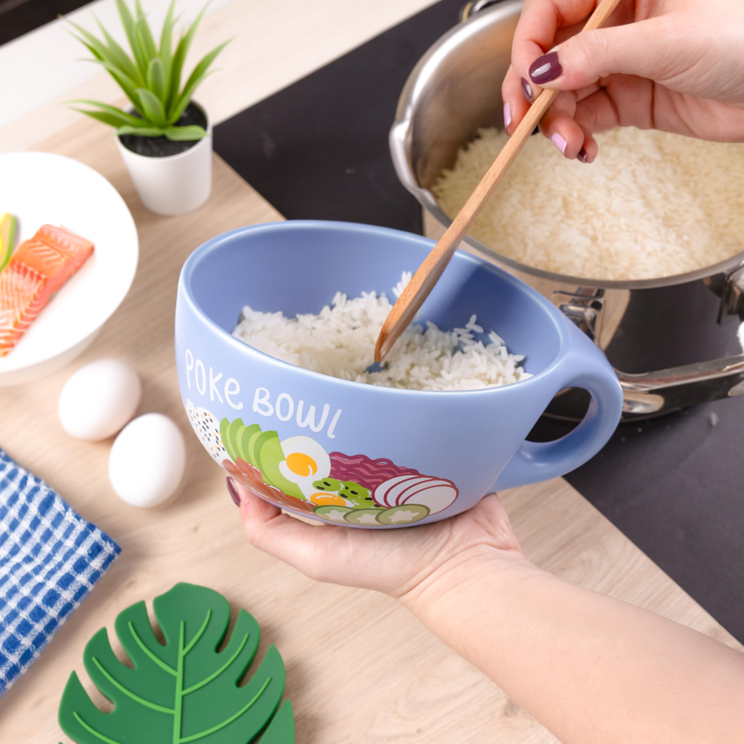 Fisura – Ciotola originale "Poke". Ciotola in ceramica 680 ml per poke, insalate e zuppe di noodles. Scodella giapponese perfetta per Pho, Udon e Soba. 19,5 cm x 8,5 cm