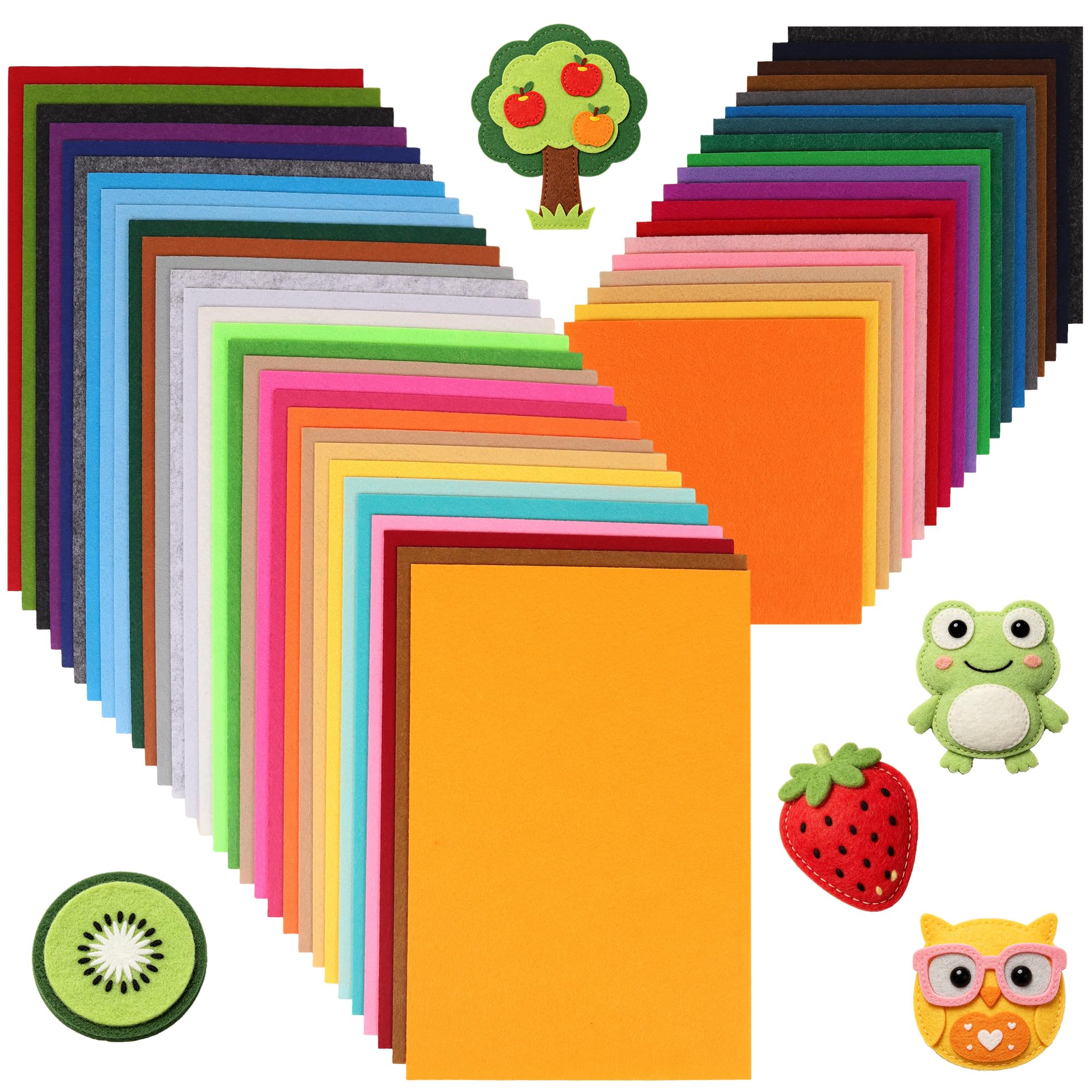 Bolibo 50Pcs Felt Fabric Sheets – 50 Assorted Colours Textile Fabric,2 Sizes Soft Nonwoven Craft Fabrics for Sewing, DIY, Patchwork & Christmas Ornaments（30 x 20cm + 15 x 15 cm）