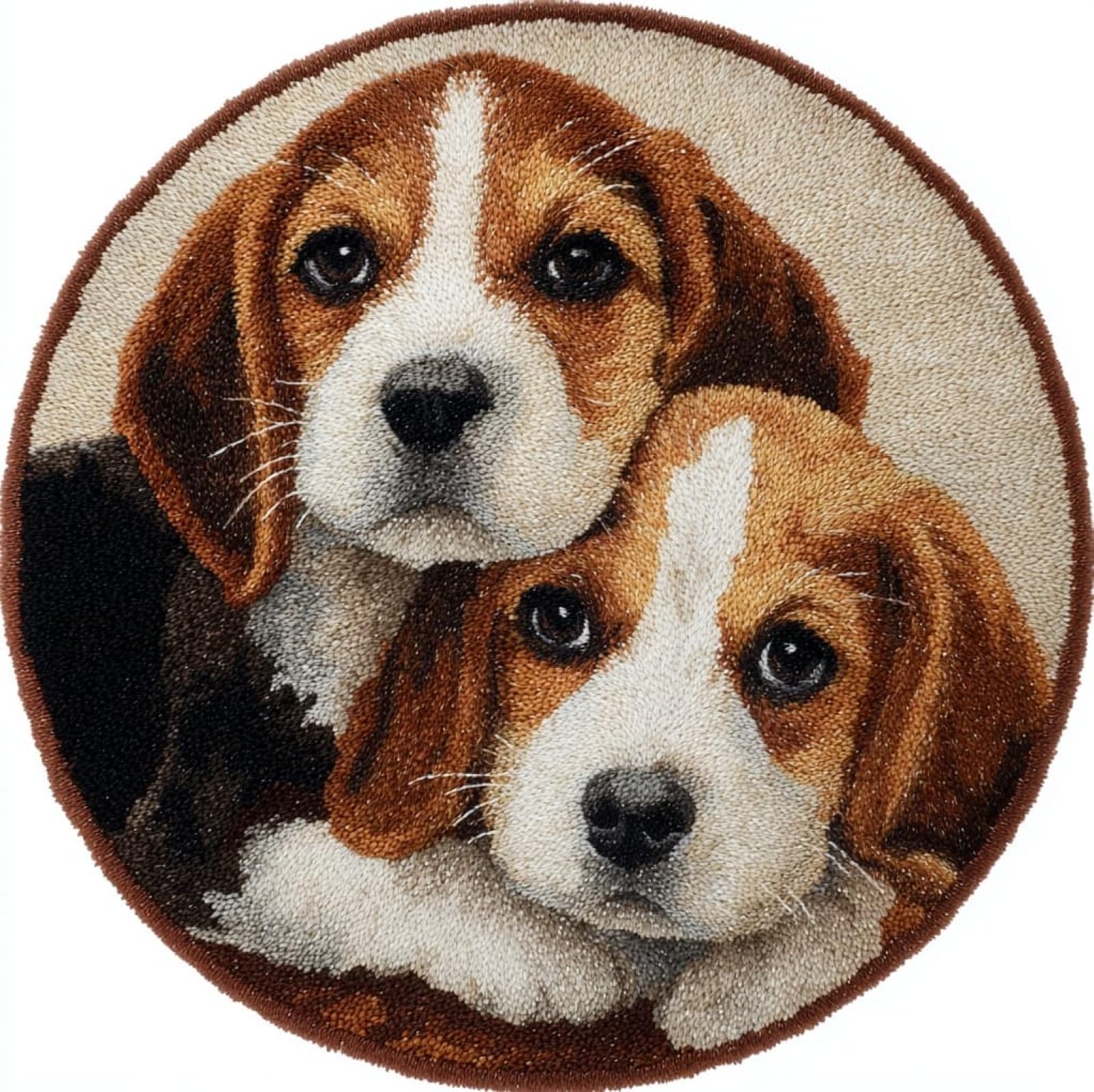 WallustrioaW DIY Tapestry Carpet Rug Making for Adults,Beagle Mother and Son,Crochet Kit for Beginners,Carpet Making Set with Printed Canvas,Gift,50x50cm