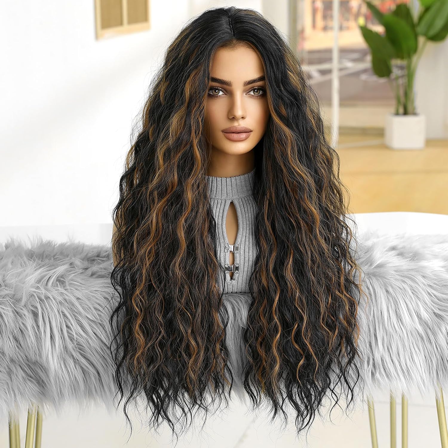 Natural Wave Full Machine Synthetic Wigs 26