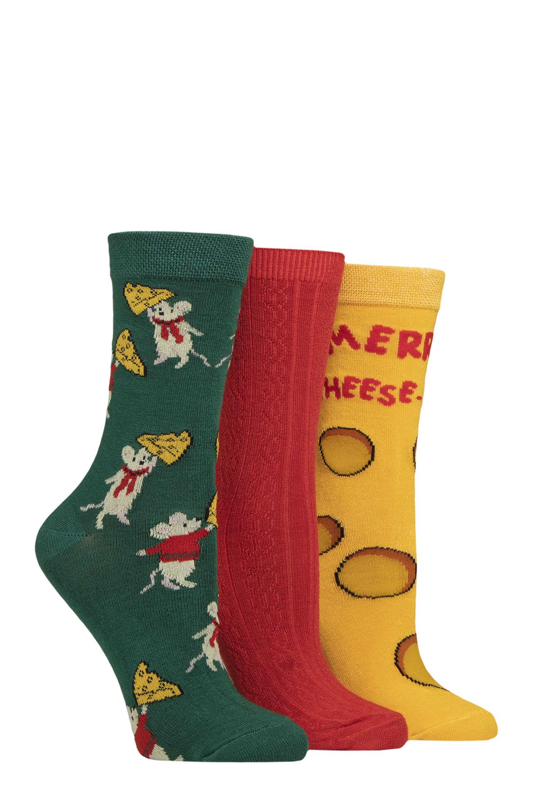 Sockshop Women's Merry Cheesemas Lazy Panda Christmas Bamboo Socks Pack Of 3 (Uk, Numeric, 4, 8, Regular, Regular, )