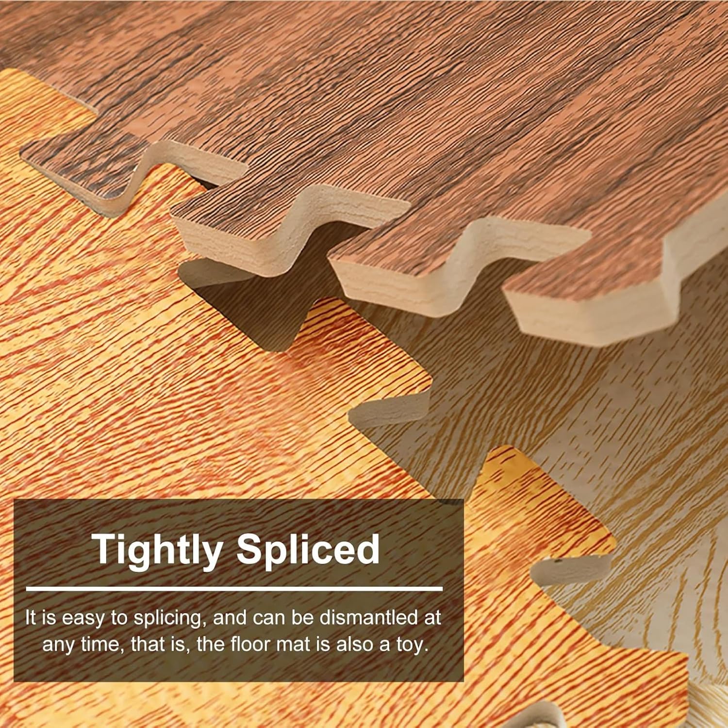 Soft Wood Print Foam Flooring Tiles, 2cm Thick Interlocking Foam Tiles，for Family Room or Gym Flooring (60 X 60cm)(White,4p)