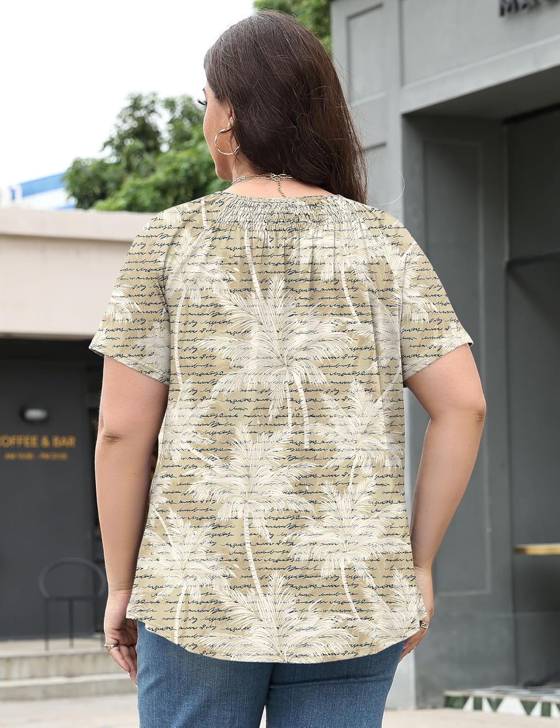 Micoson Womens Plus Size Tops Short Sleeve Shirts Crewneck Pleated Blouses Dressy Casual Fashion Tunic Top (1X-5X) - Image 3