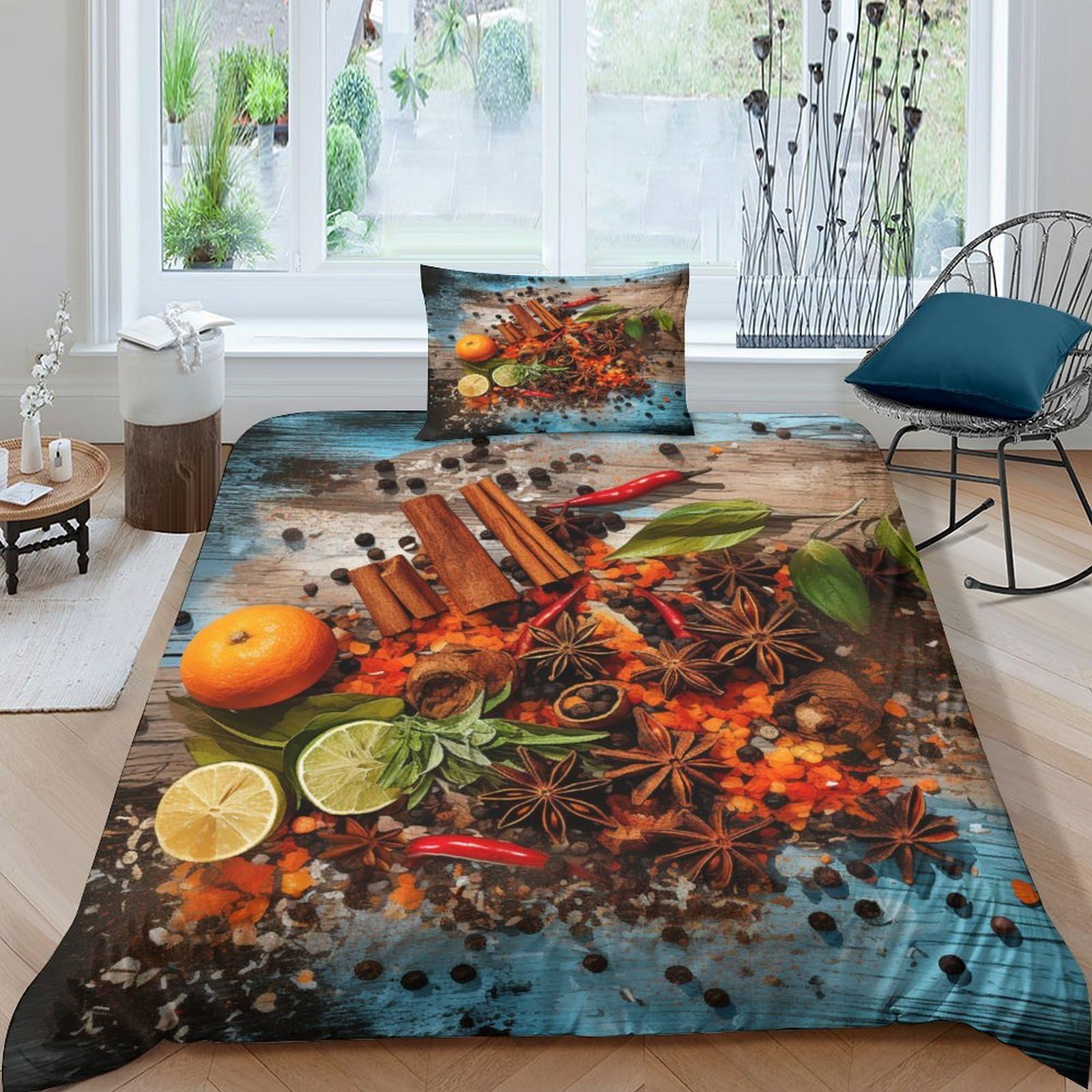 Parure de lit avec taies microfibr piment cuisine créative