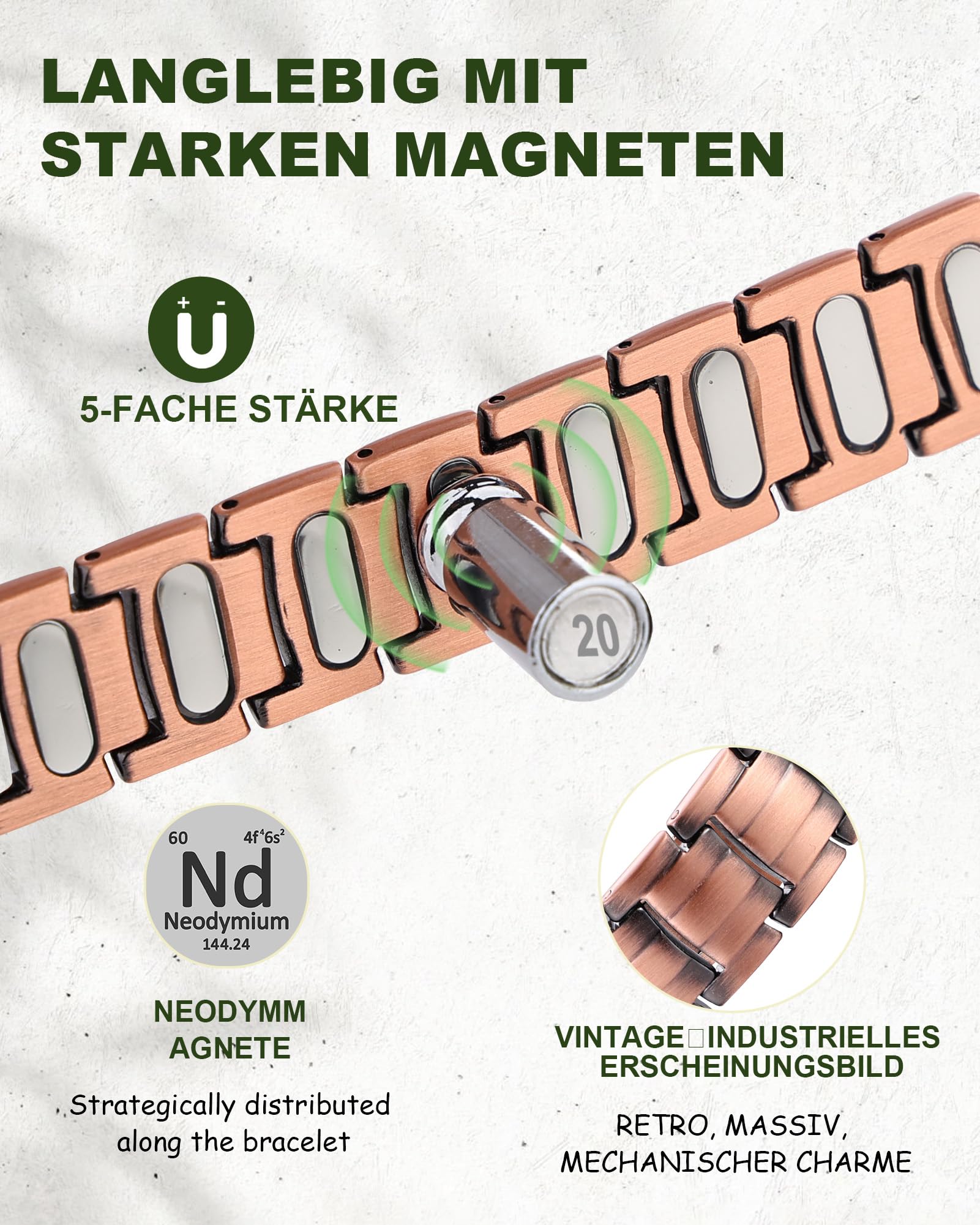 MagEnergy Bracelet magnétique en cuivre pour homme et femme - Réglable