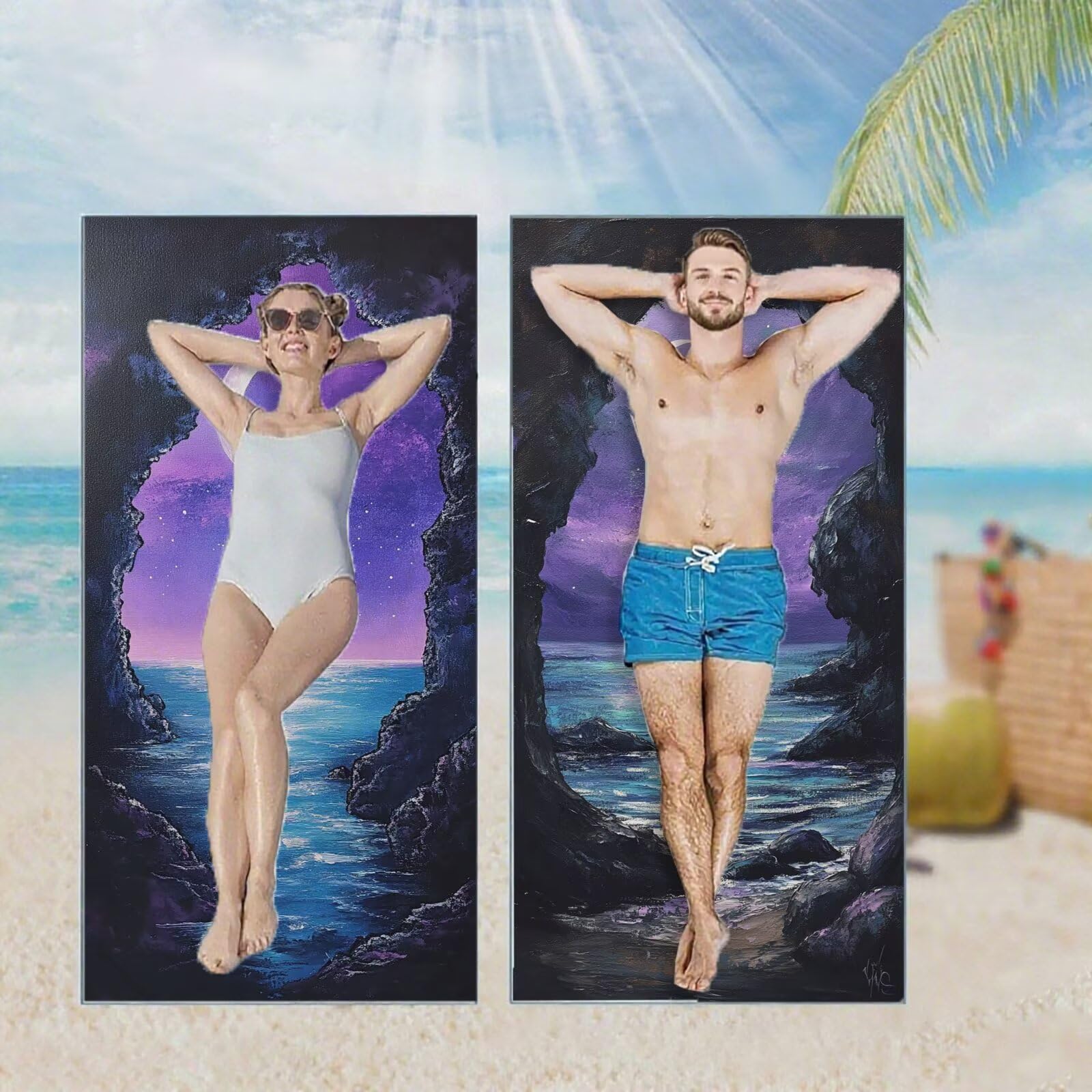 Ręcznik plażowy, ręczniki plażowe z mikrofibry, szybkoschnące lekkie ręczniki podróżne bez piasku, duży ręcznik kąpielowy dla dorosłych 100 x 220 cm, do pływania na basen, jogę, siłownię, kemping