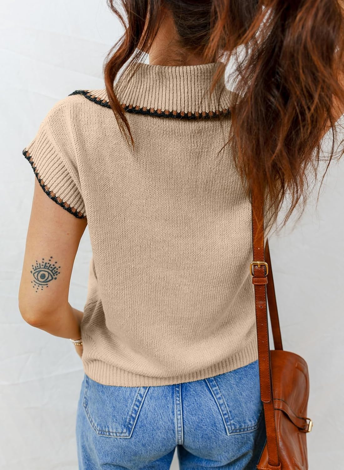 Dokotoo Womens Short Sleeve Sweater Spring Summer Tops Button Collar Lightweight Knit Sweaters Vacation Outfits - Image 3