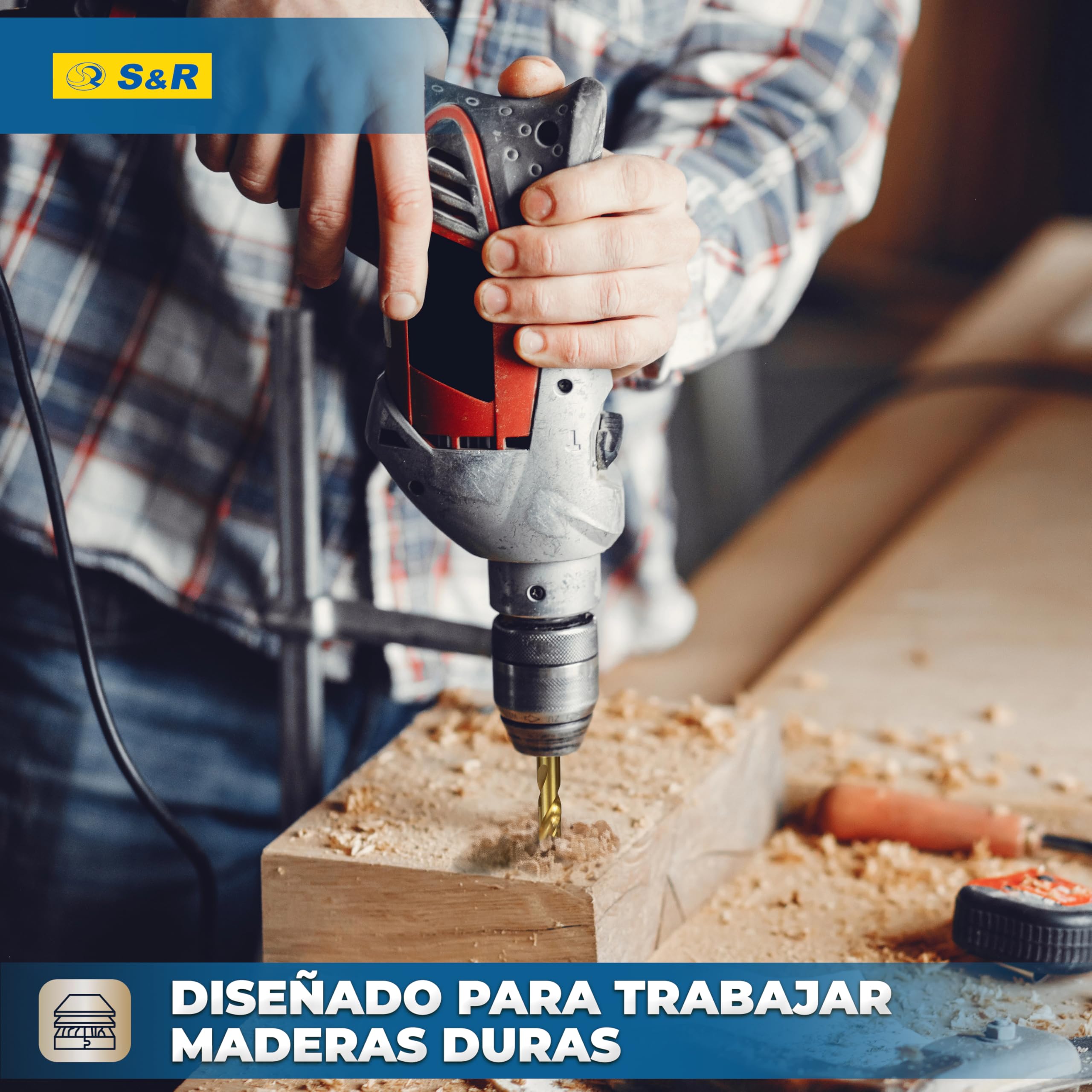 S&R Brocas para Madera Professionales 25 piezas 1-13 mm en acero HSS | 4241titanio - Brocas para taladro manual y de columna
