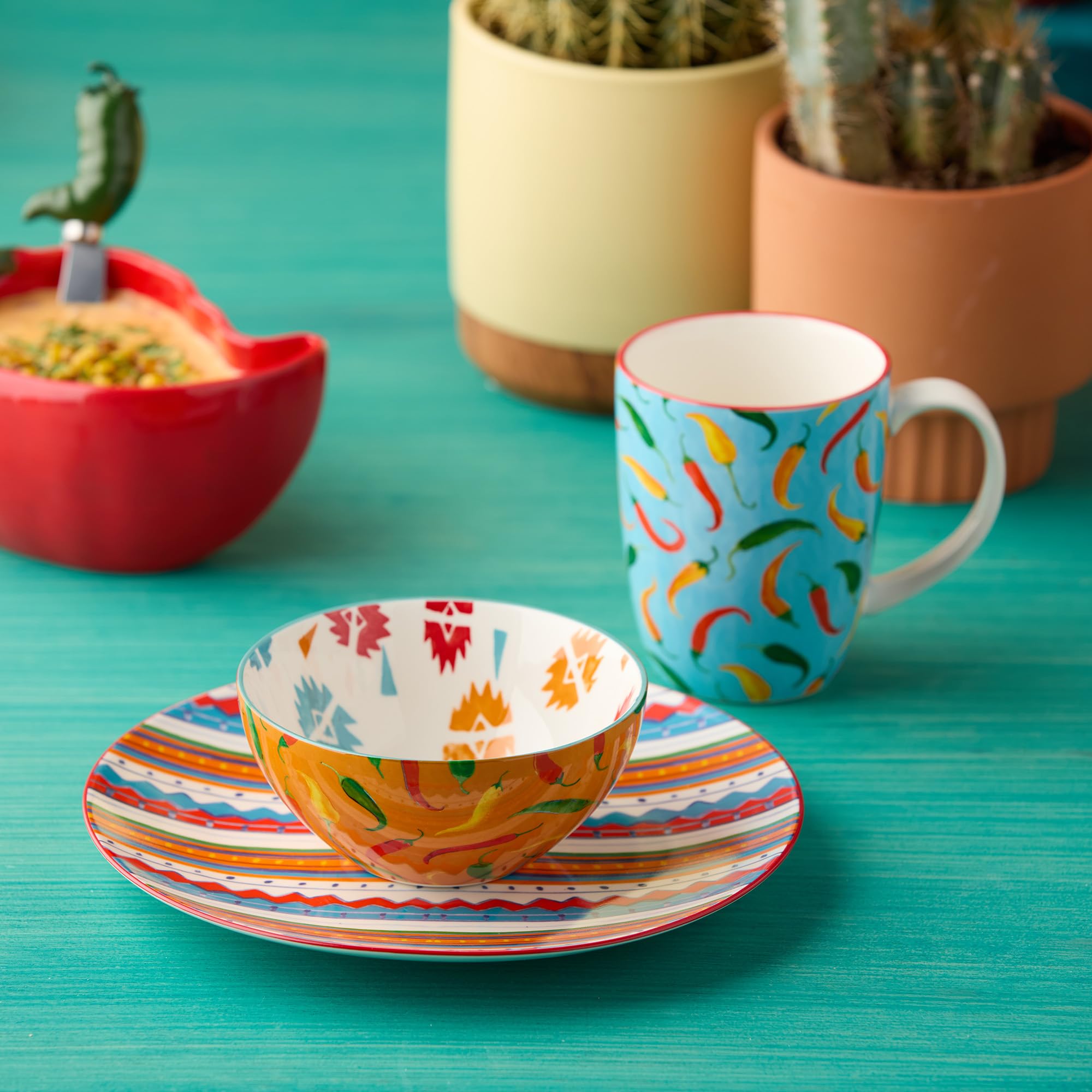 Amazon.com | Caliente 6-Inch Salad Plates, Set of 6, Bold