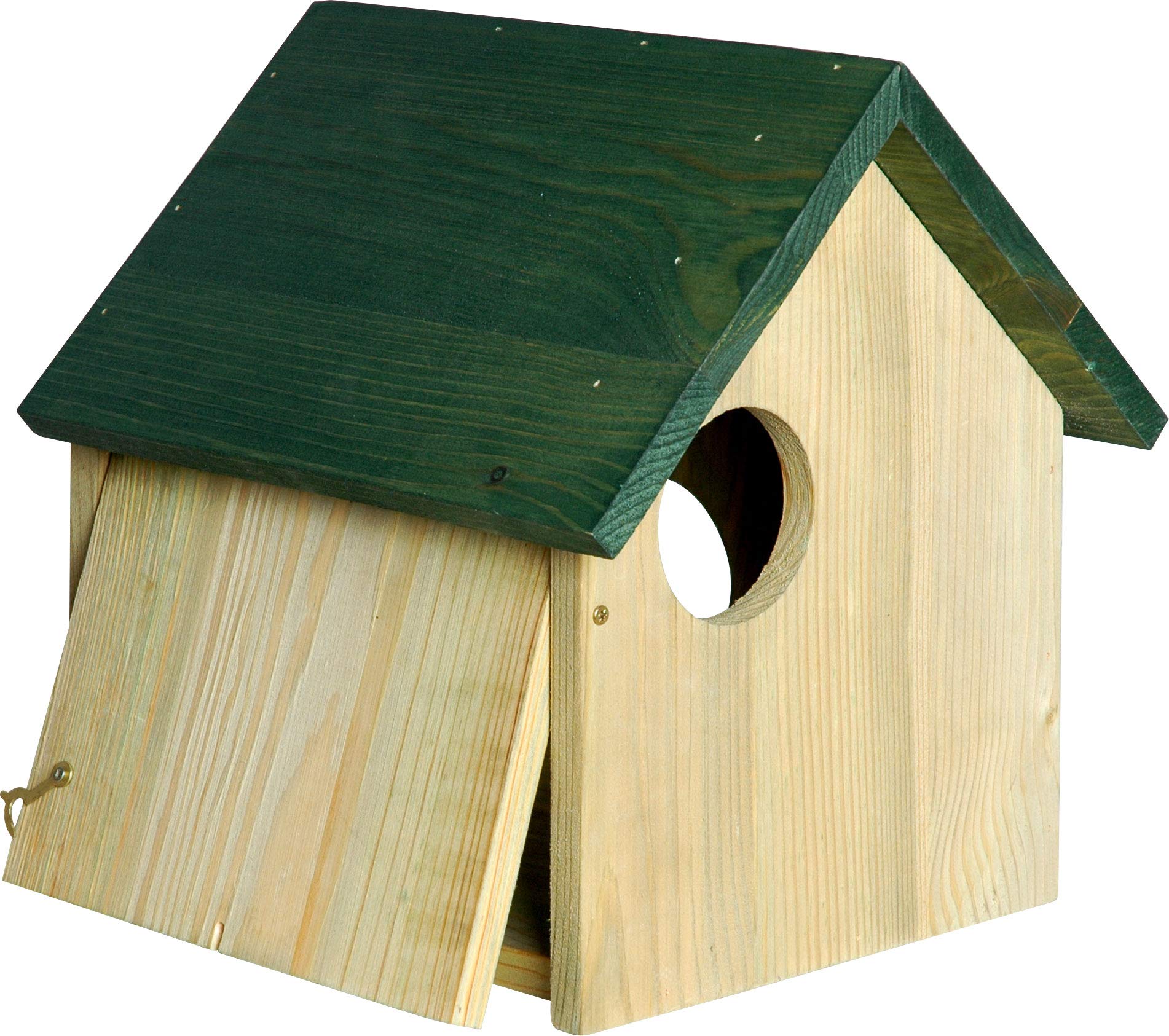 dobar® 22221 Eichhörnchenkobel - Eichhörnchenhaus aus Massivholz - Futterhaus für Eichhörnchen - Eichhhörnchen Schlafhaus mit 3 Eingängen - 25 x 26 x 28,5 cm - Grün