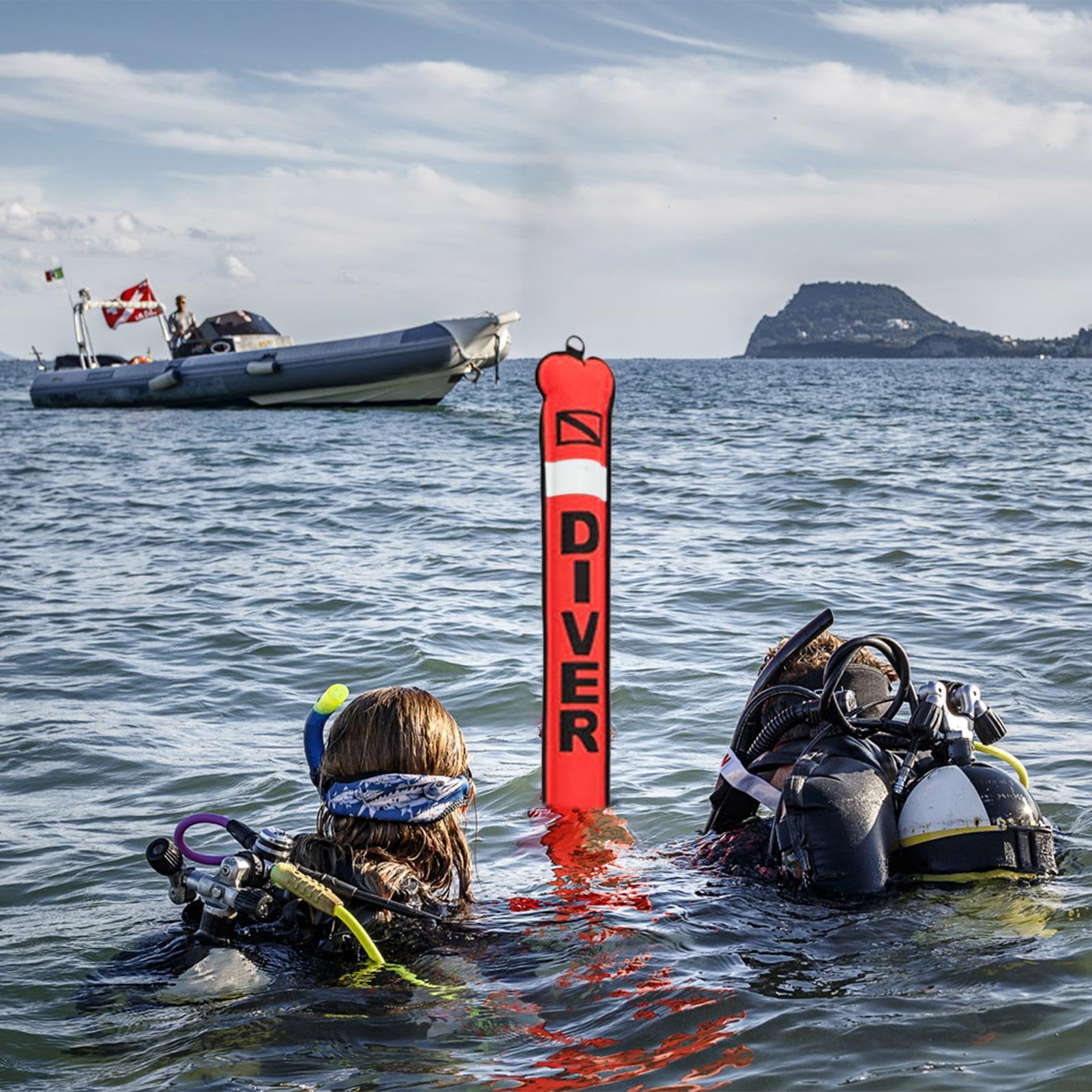 Boya de seguridad para buceo, rotulador recubierto de TPU autosellable, juego de banderas reflectantes, accesorios de barra de peso, equipo de snorkeling, boya de marcado de superficie fiable para el