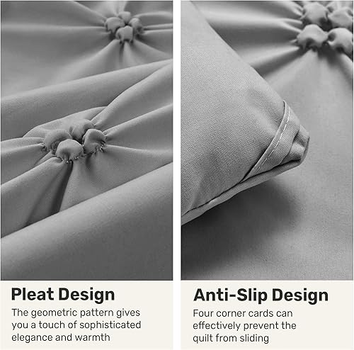 Miniatura 4 de UNIKOME Juego de edredón tamaño King, color gris, juego de edredón de 3 piezas suave y esponjoso de lujo para todas las estaciones, juego de cama