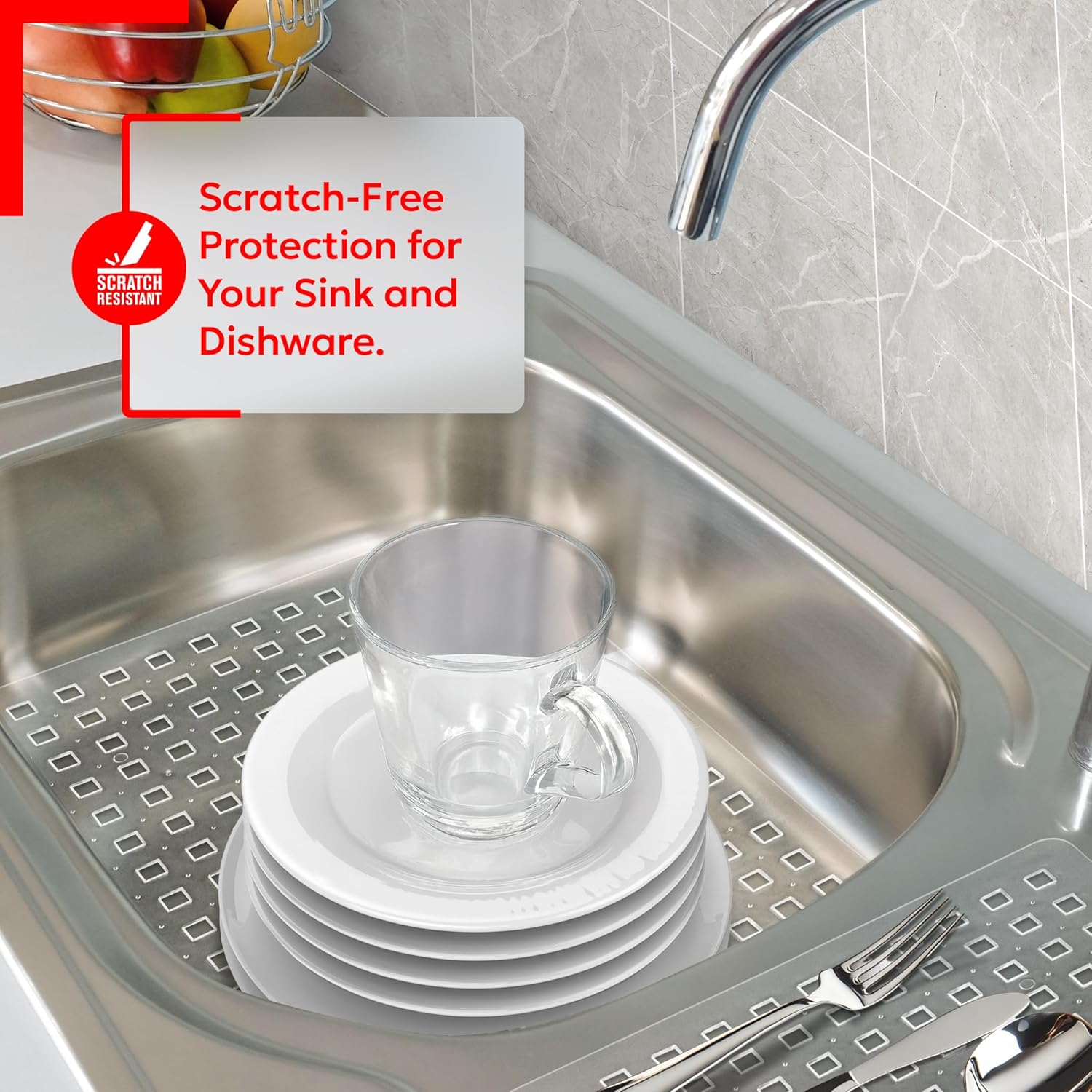 Better Houseware Clear Sink Mat - 12” x 16” - Heavy Duty PVC, Non-Slip, Dishwasher Safe, BPA-Free Sink Protector, Durable, Cut to Fit, Sink Mat for Kitchen Sink & Dishware Protection