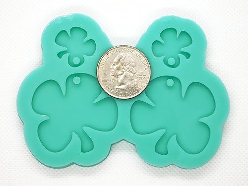 Miniatura 2 de Aretes de trébol de cuatro hojas, molde de resina, aretes del día de San Patricio, aretes colgantes de trébol, moldes de silicona, moldes de