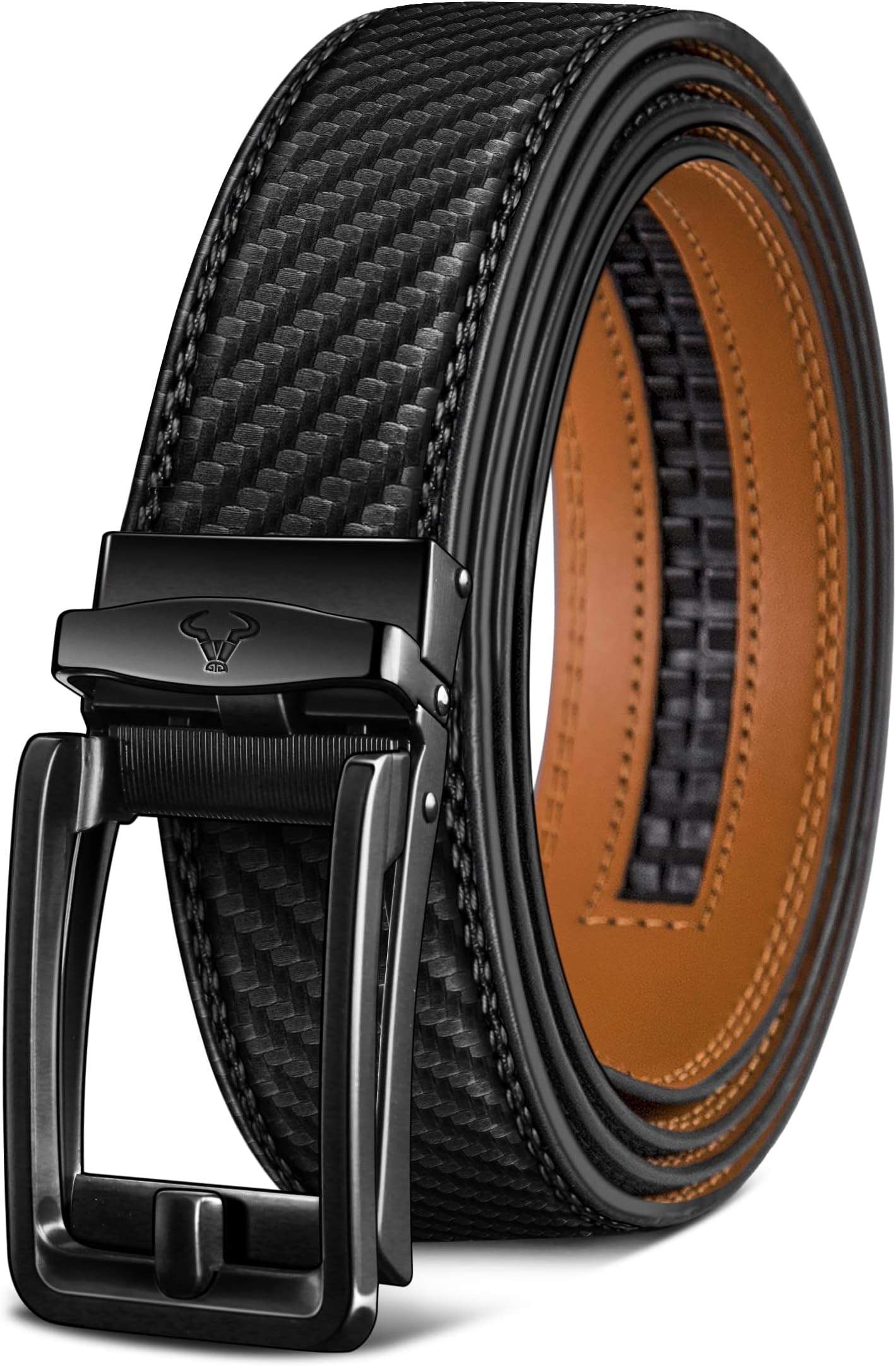 Men's Belt โ Ratchet Leather Belt for Men Dress and Casual Pants Jeans 1 3/8"