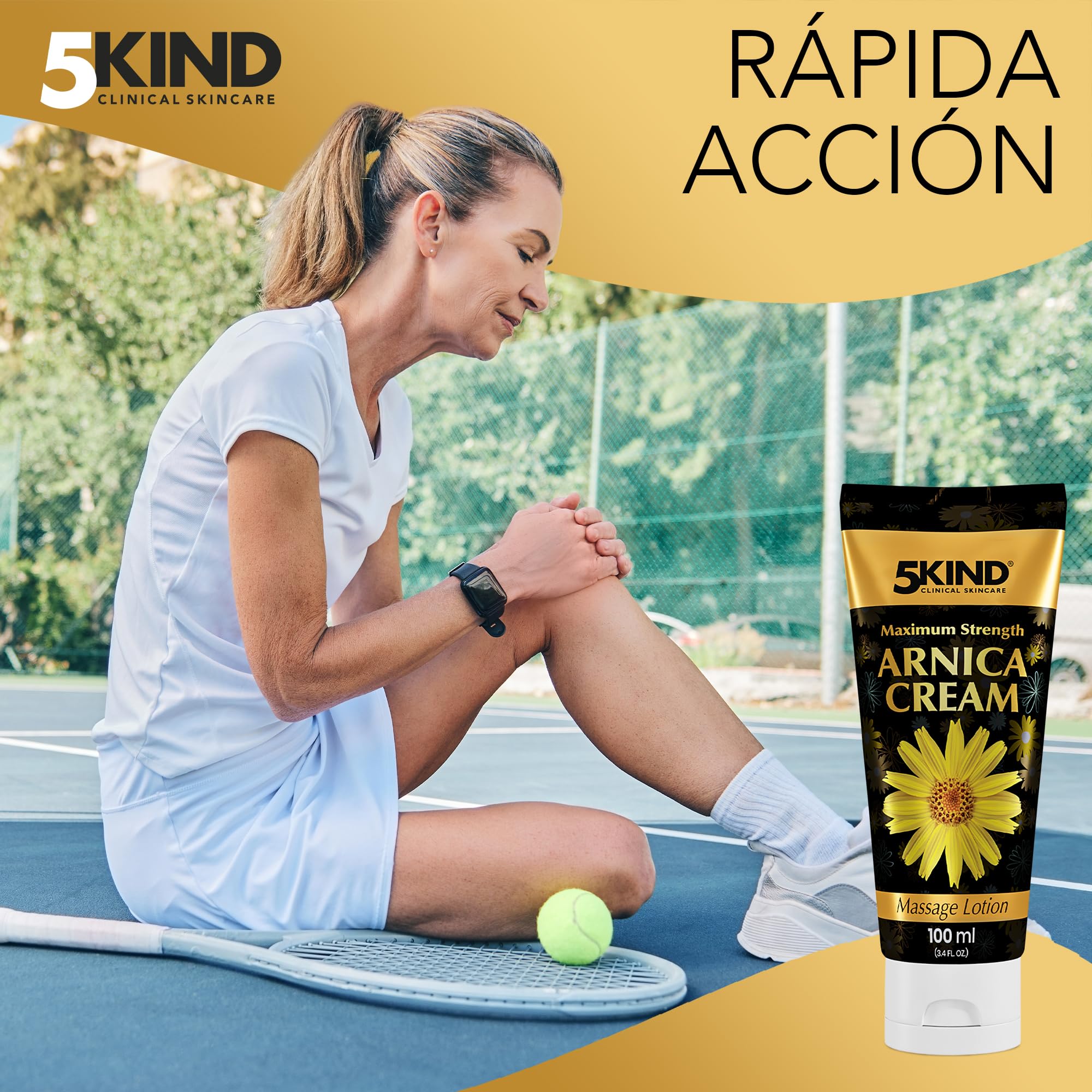 5kind - Crema de árnica para hematomas e hinchazón, 100 ml, máxima resistencia, acción rápida e intensiva, extracto de árnica montana, crema para moretones, masaje muscular natural para músculos y