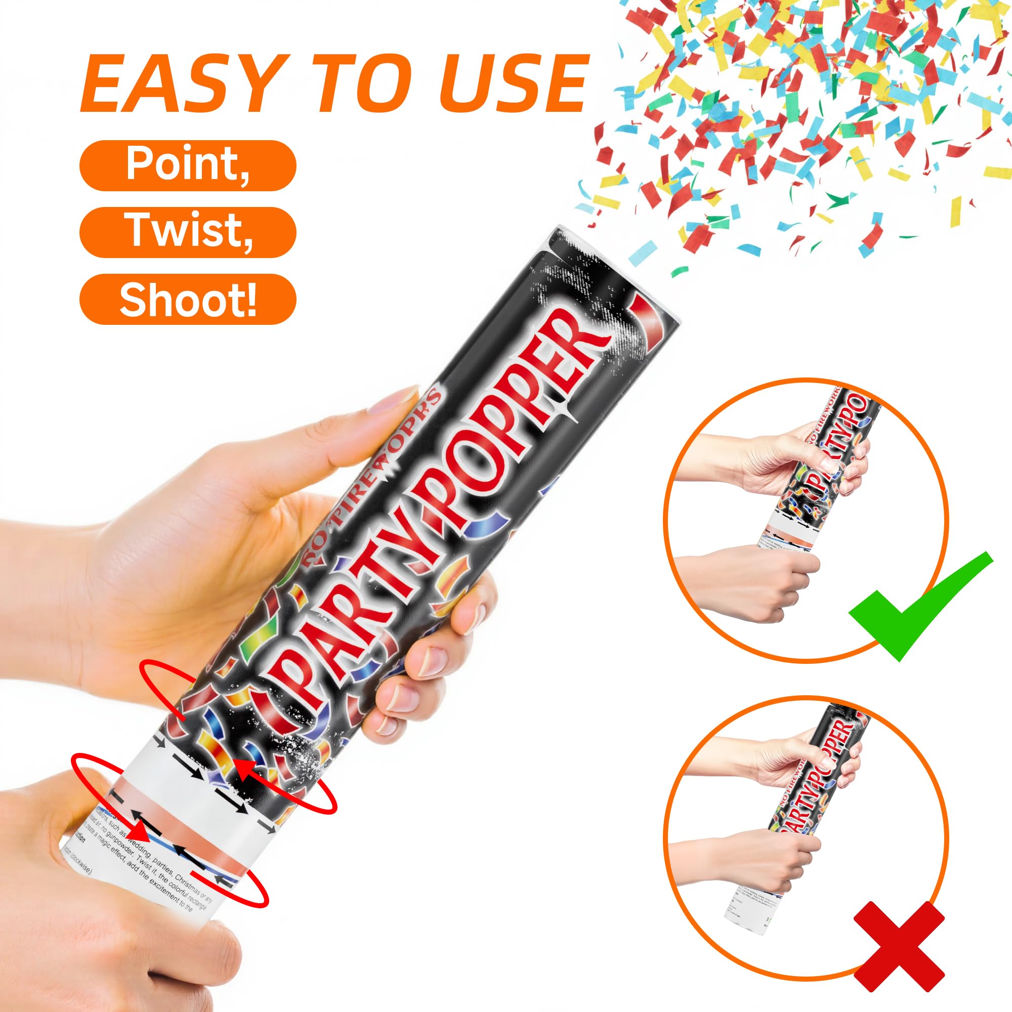 6 Pack Biologisch Abbaubare Konfetti Kanone Poppers Konfetti Shooter Party Popper für Feier Geburtstag Abschlussfeier Silvester Party